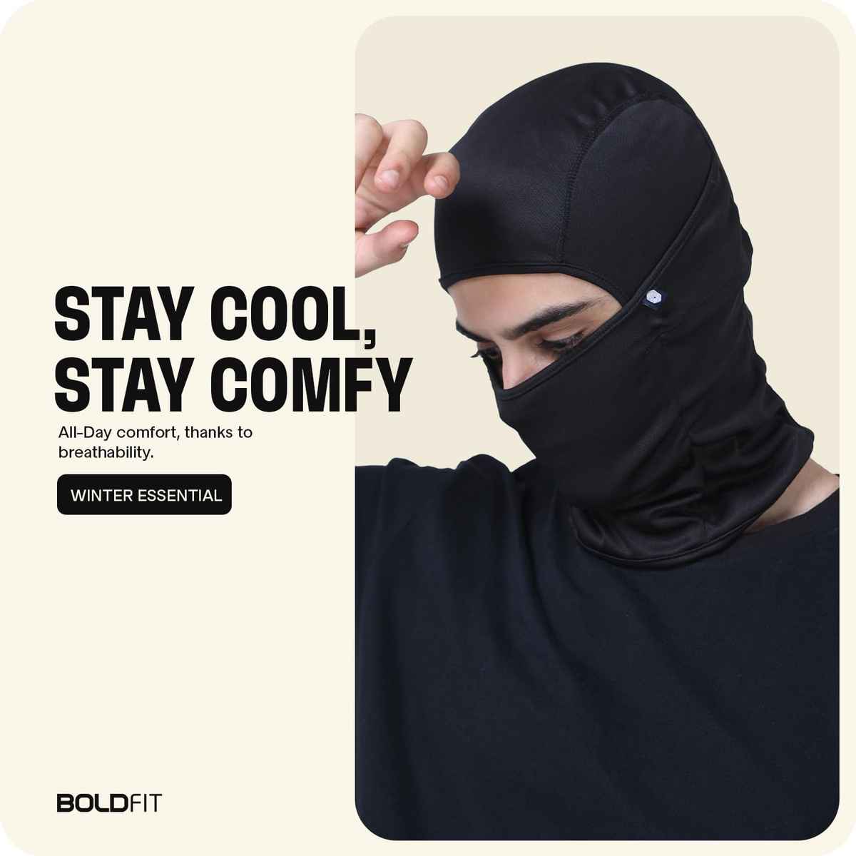 Boldfit Unisex Balaclava | Matte Black