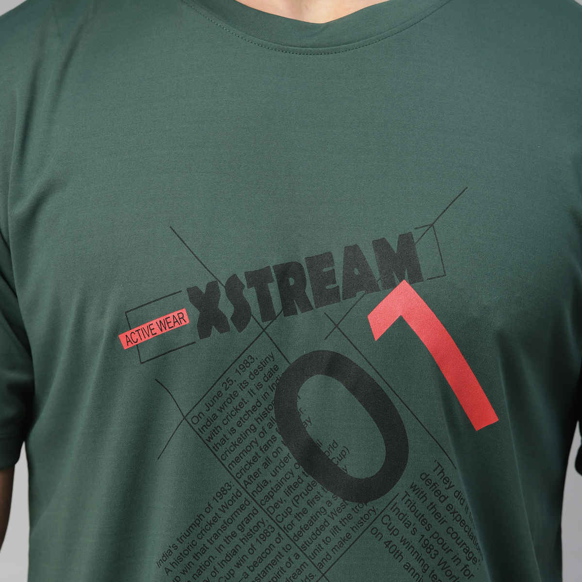 Dida Men's Dry Fit Sports T-Shirt | Comfortable and Stretchable | Trekking Green - XL