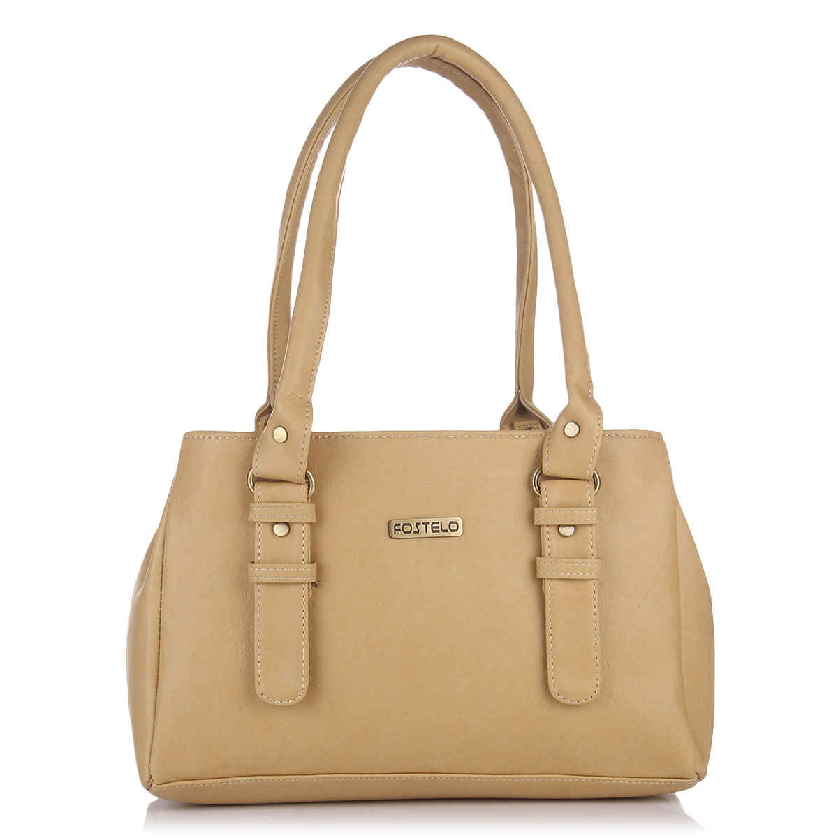 Fostelo Women's Vegan Leather Westside Handbags Shoulder Hobo Bag Ladies Purse | Beige | Large