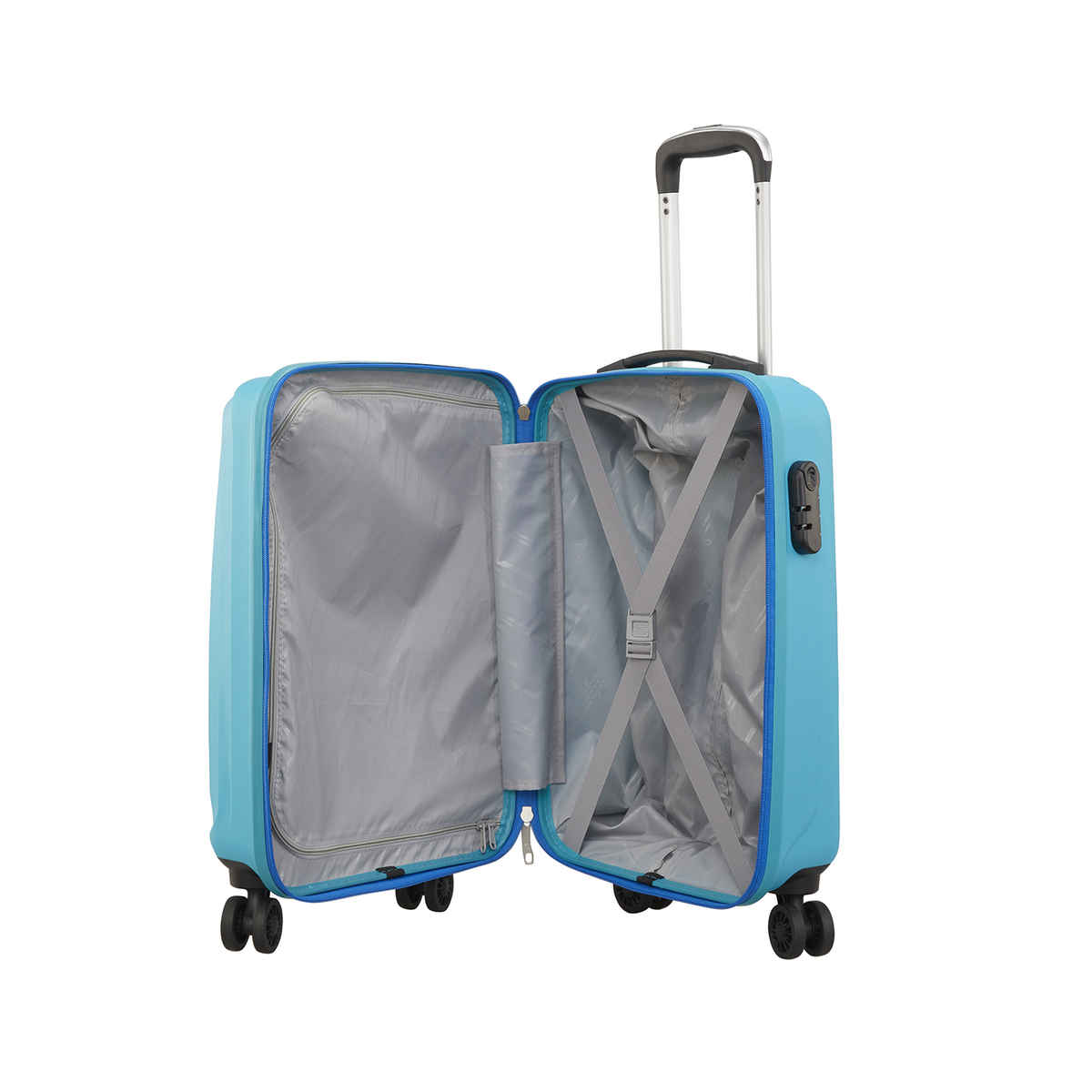 VIP Unisex Textured Polycarbonate 35 L Retractable Trolley Bag | Turquoise Blue - S