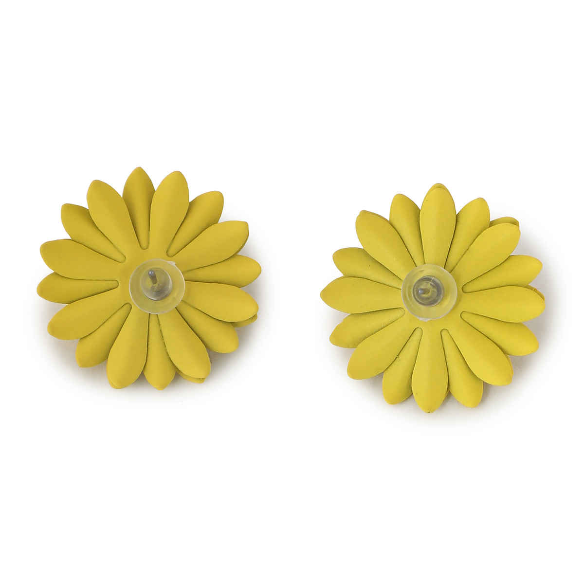 Sohi Yellow Gold Plated Floral Studs Earrings