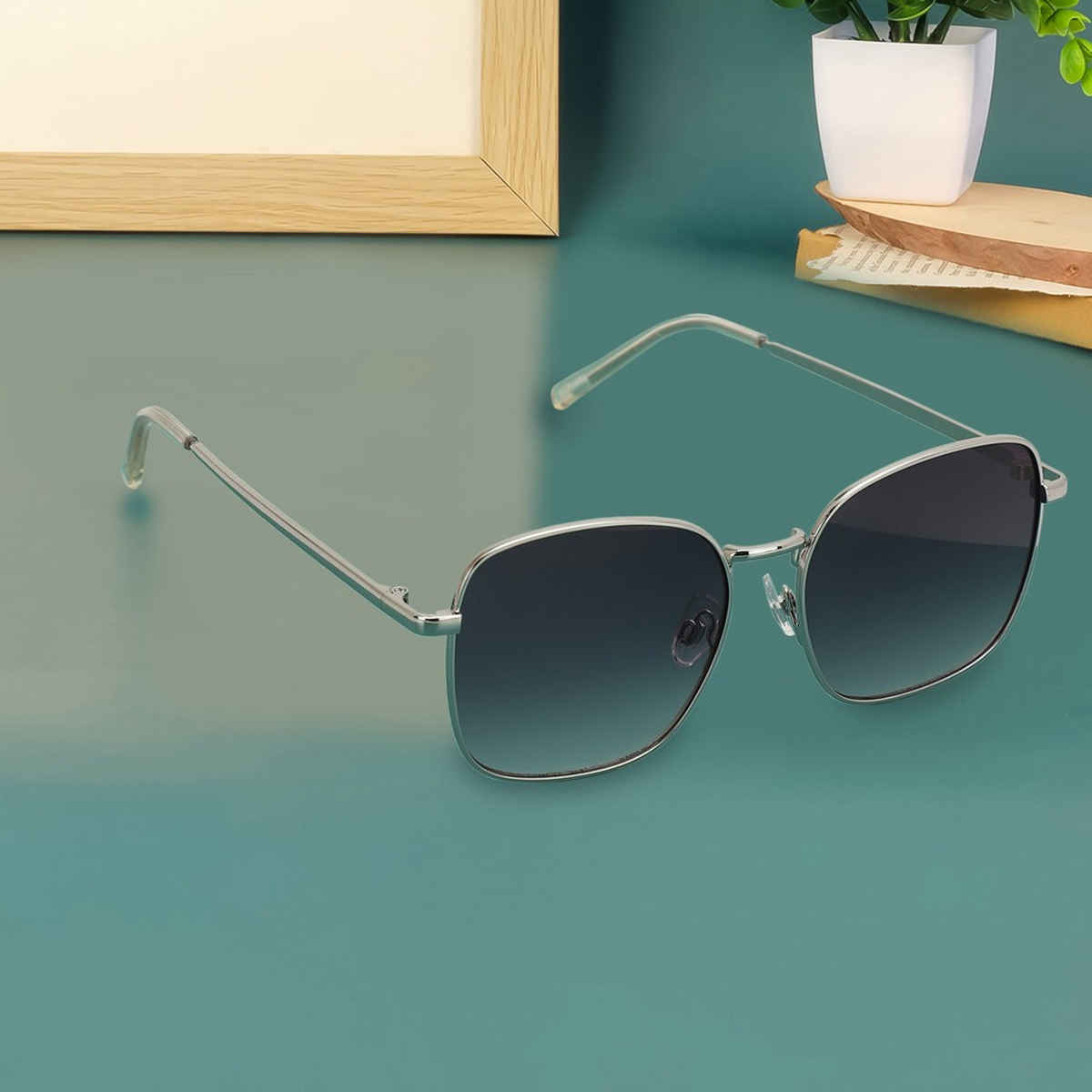 Carlton London Premium Unisex Square Sunglasses with UV Protected Lens | CLSU281 0xc003af0350 | Silver