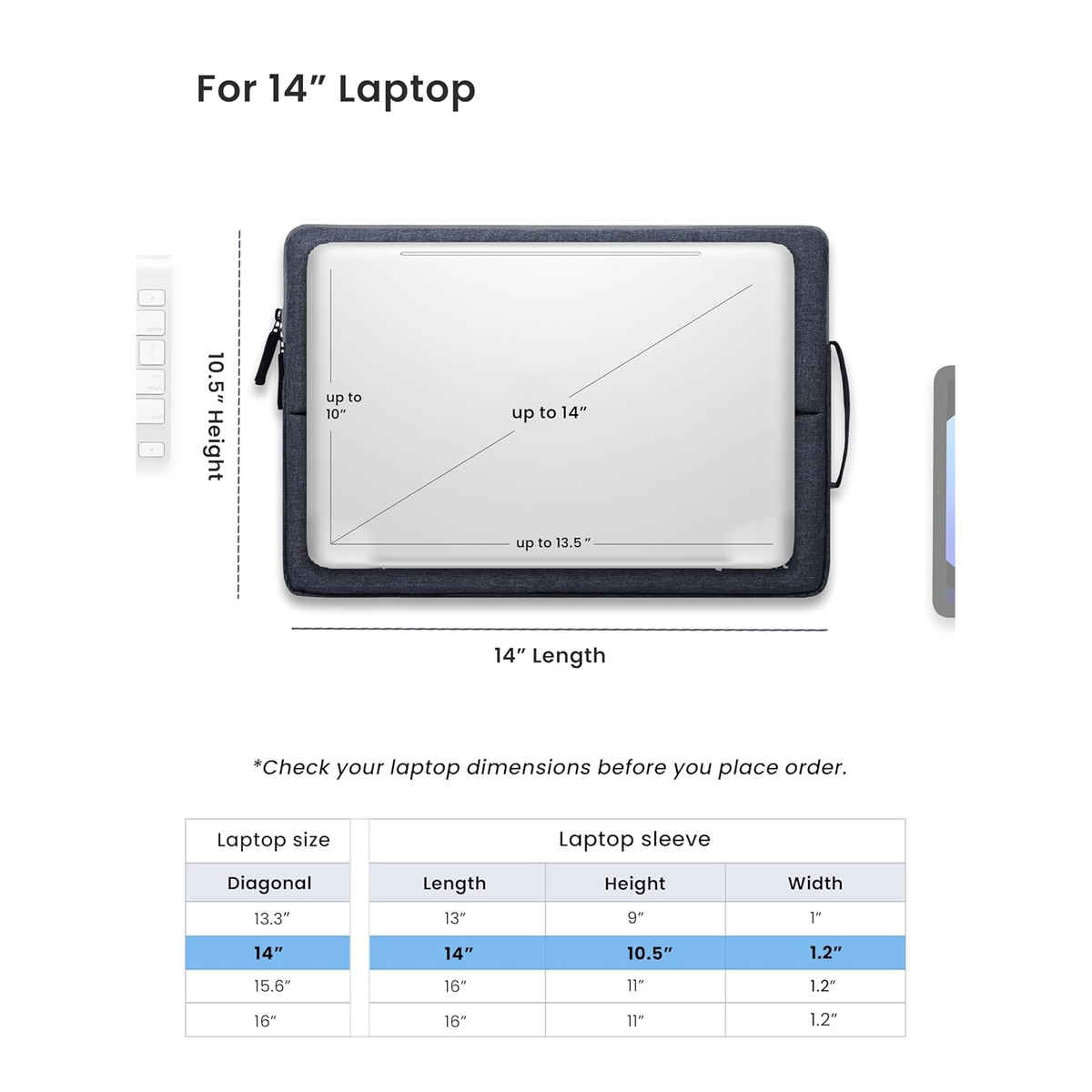 Craloft 16 Inch Laptop Sleeve Cover Bag for MacBook Pro / 16 Inch Laptop with Charger Pouch -Office