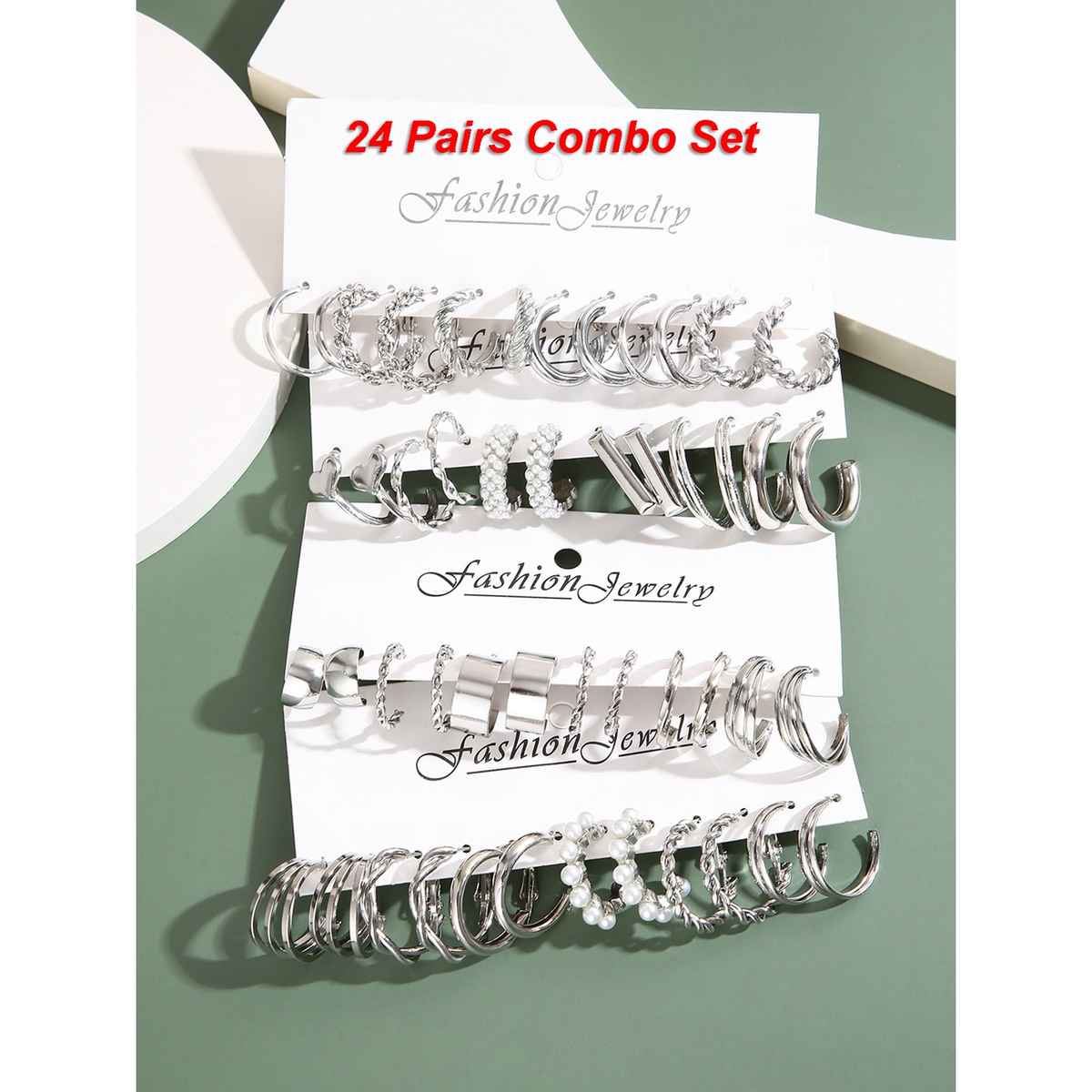 Shining Diva Fashion 24 Pairs Combo Set Latest Stylish Hoop Earrings for Women and Girls | 15617er