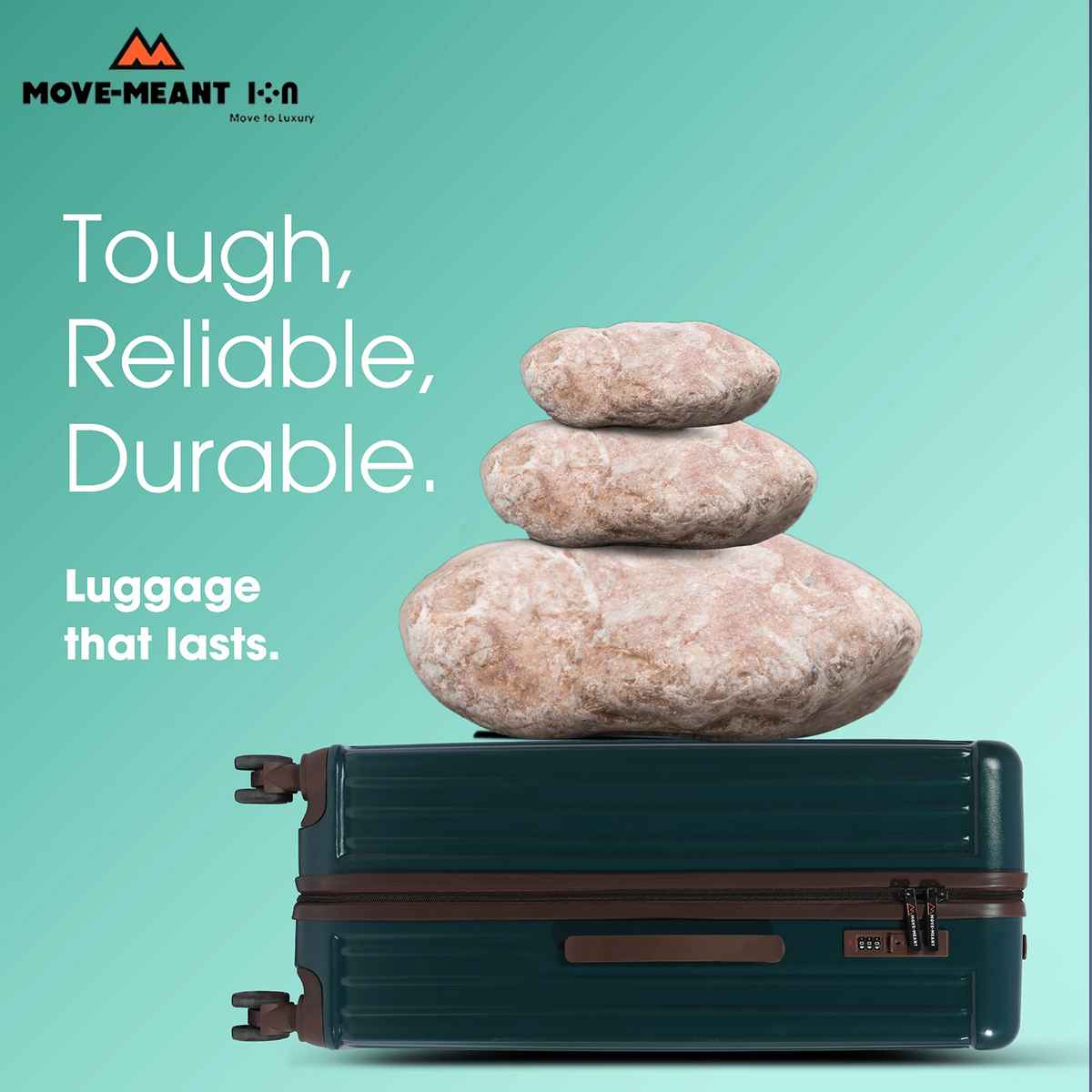 Move-Meant Travel Fun Medium Suitcase Olive | Polycarbonate Trolley | 8 Wheels, Number Lock - 66 cm