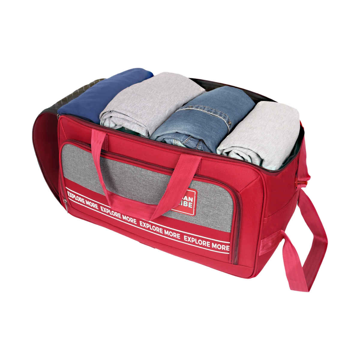 Urban Tribe Unisex Polyester 46 L Telescopic Duffle Trolley Bag | Maroon