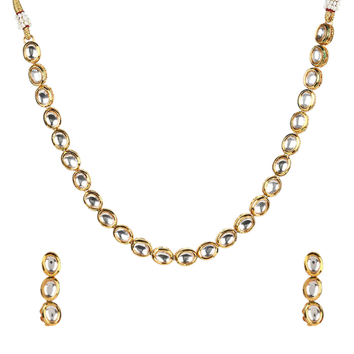 Voylla Kundan Gold Plated Brass Necklace Set