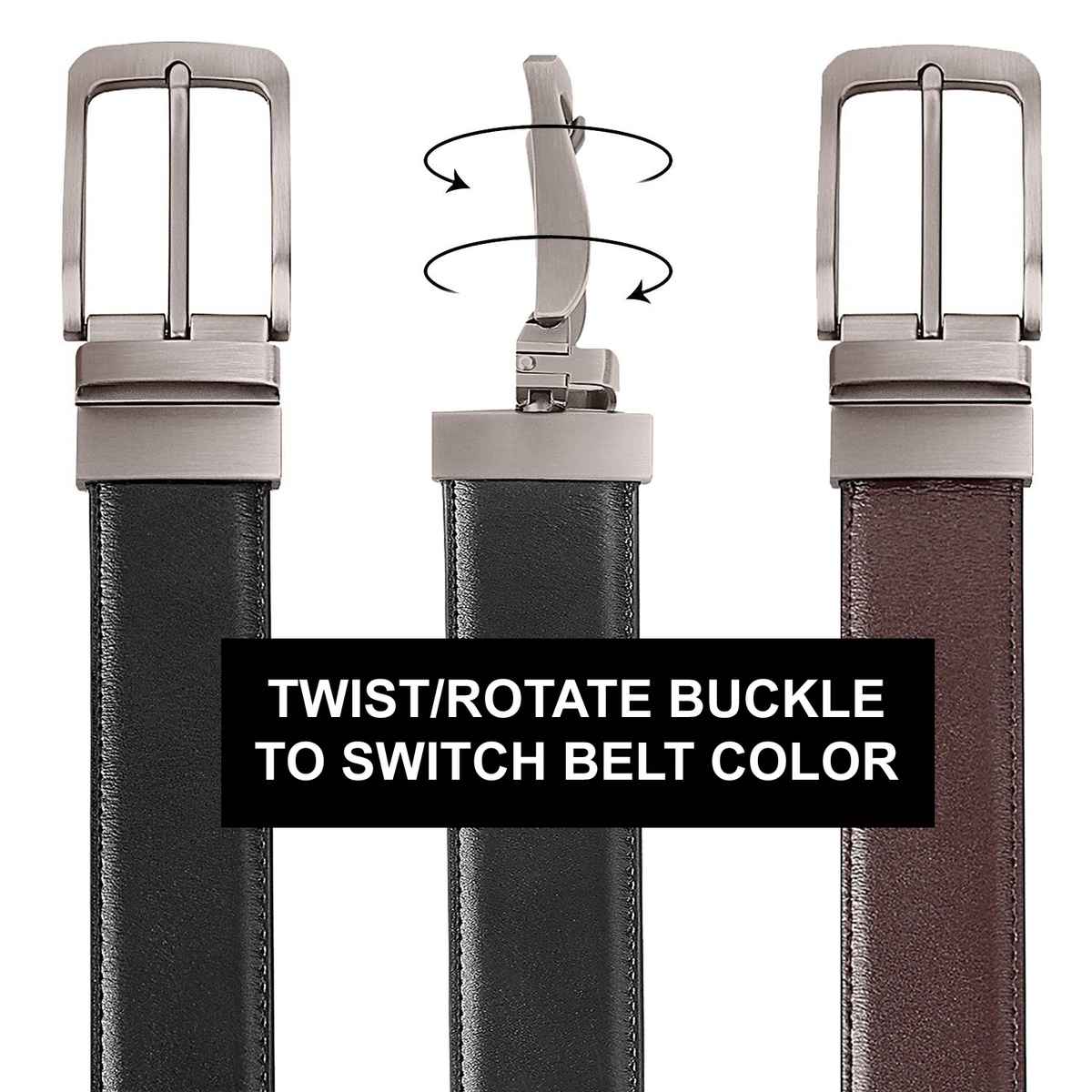 Zoro Men's Solid Faux Leather Reversible Belt | Black and Brown - 40 Inches