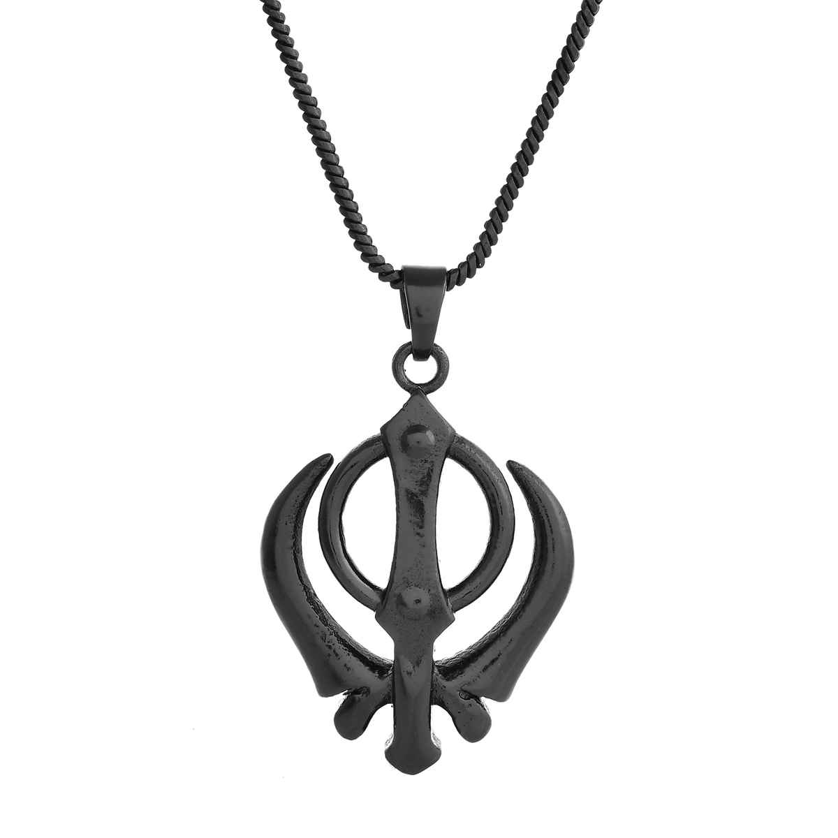 Voylla | Eclipse Khanda Sikh Religious Black Mens Pendant
