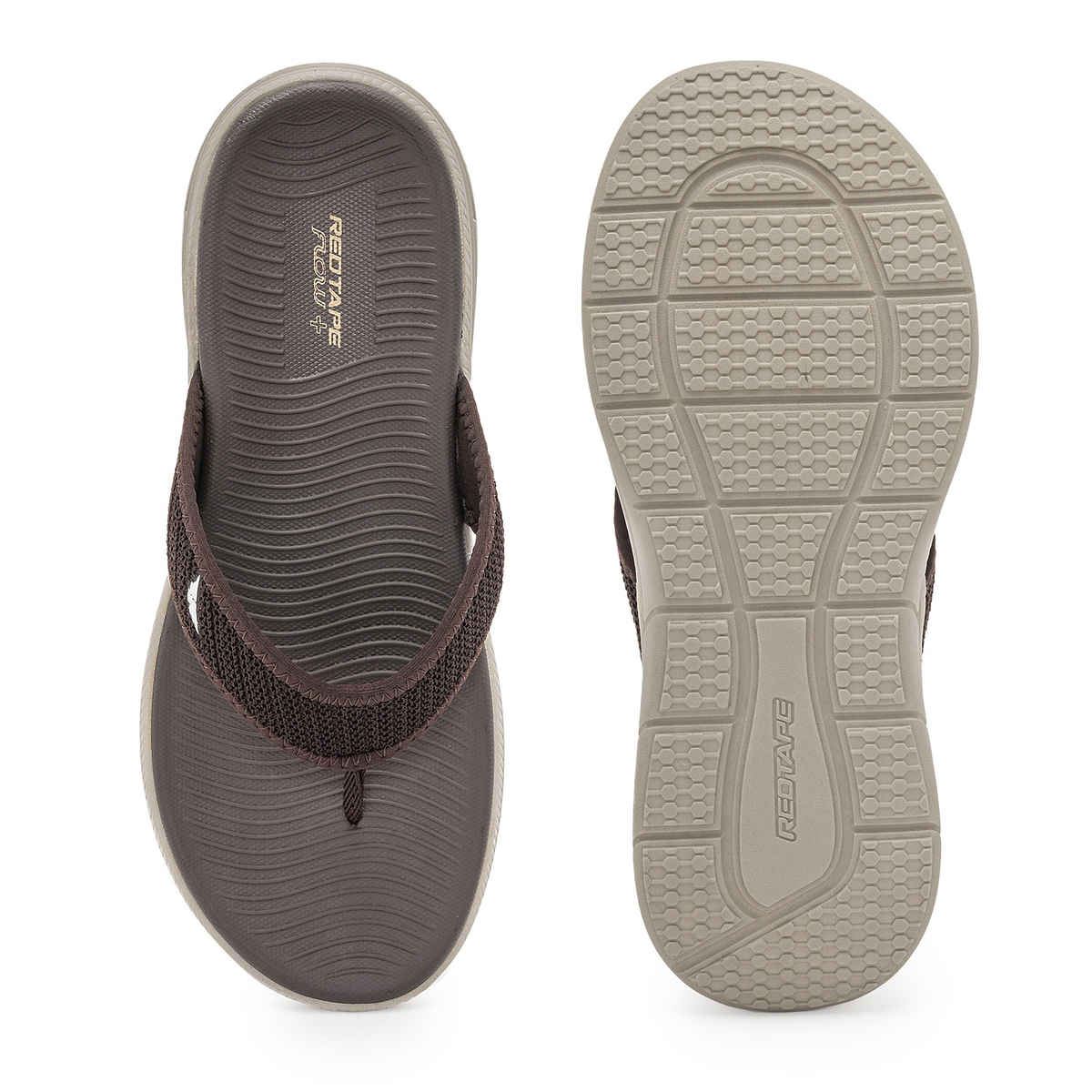 Red Tape Casual Thongs For Men | Relaxing Slip-On Support | Brown | Size 8