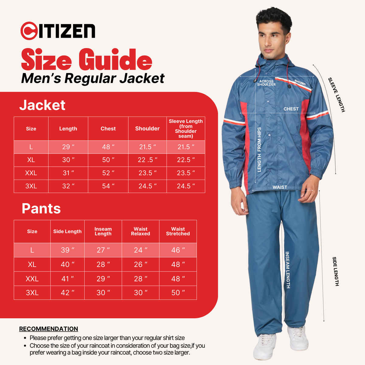 Citizen Men Reversible Series Raincoat With Pant | CR016 | BLUE | L