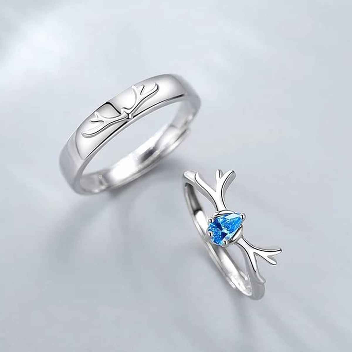 YouBella Silver Plated Heart Proposal Adjustable Couple Ring | YBRG-20321