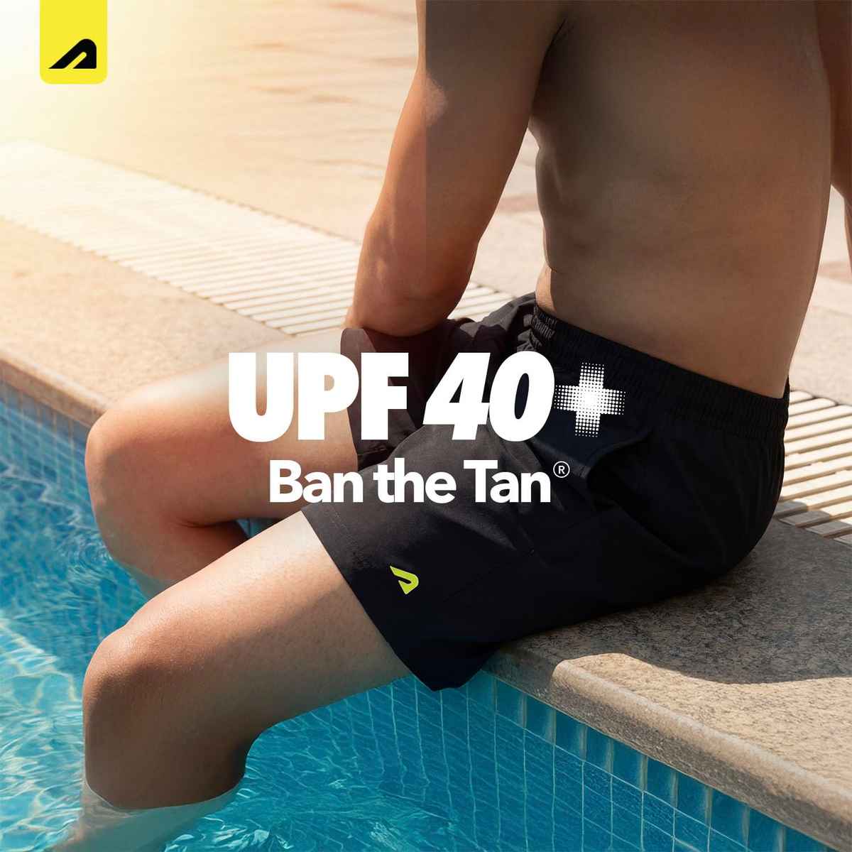 Boldfit Men's Swimming Shorts Stretchable Quick Dry | Black - M