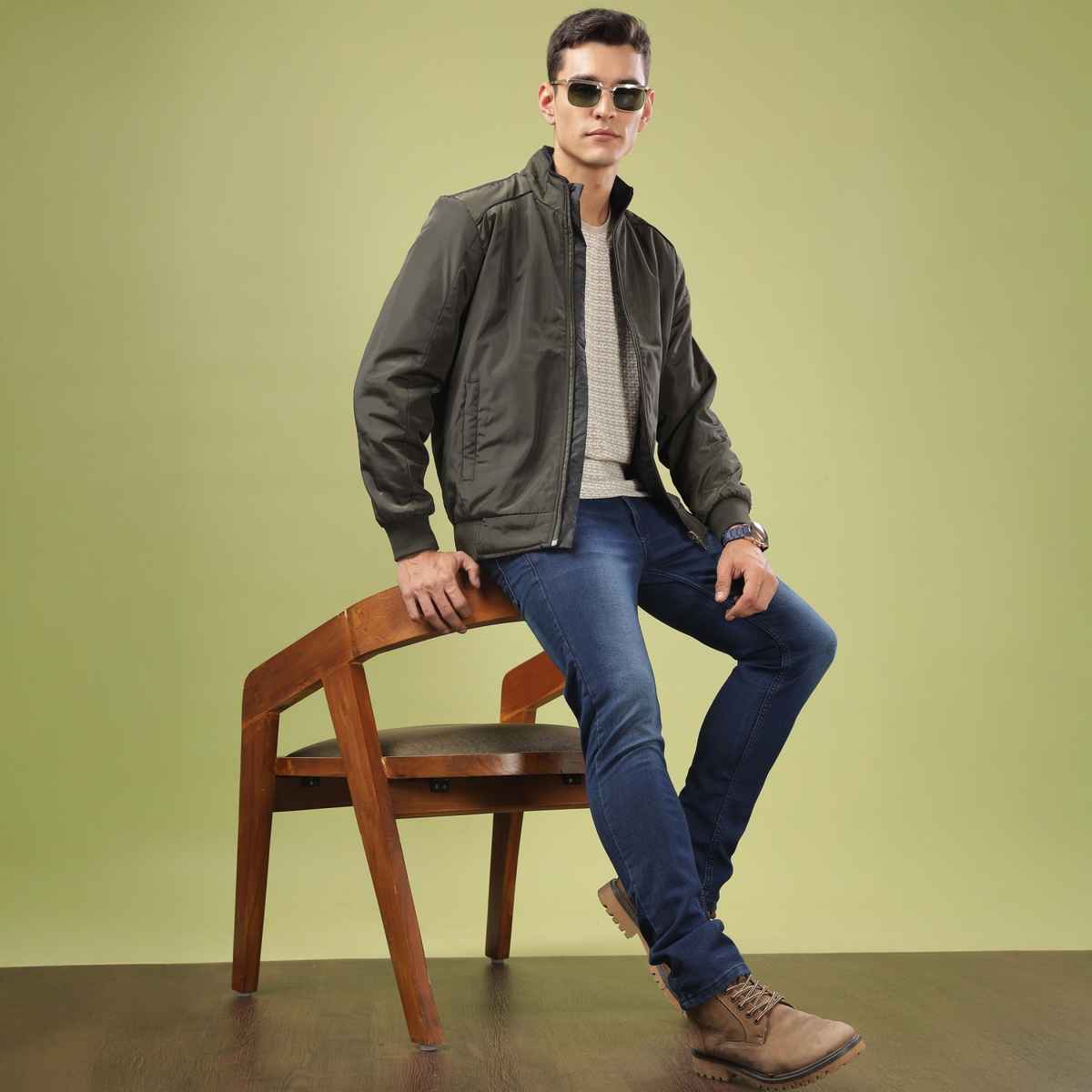 Dollar Jacket For Men - Casual Zipper Bomber For Winter | Mamwj 903 Olive | Green | XL