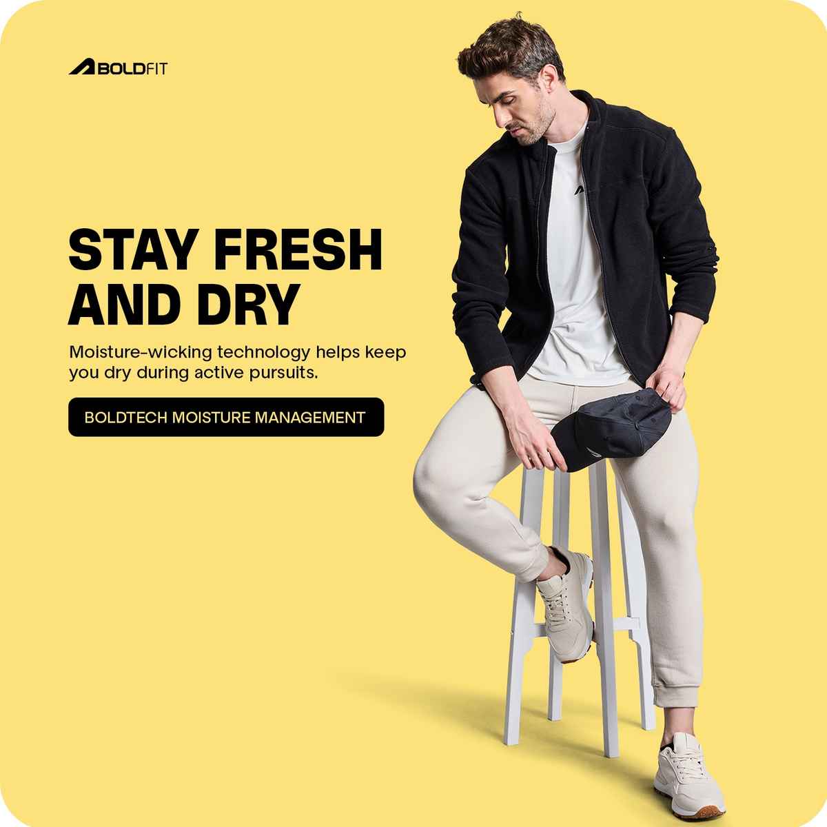 Boldfit Men's Hoodie Full Zipper Jacket Fleece Thermal Insulation | Black - M