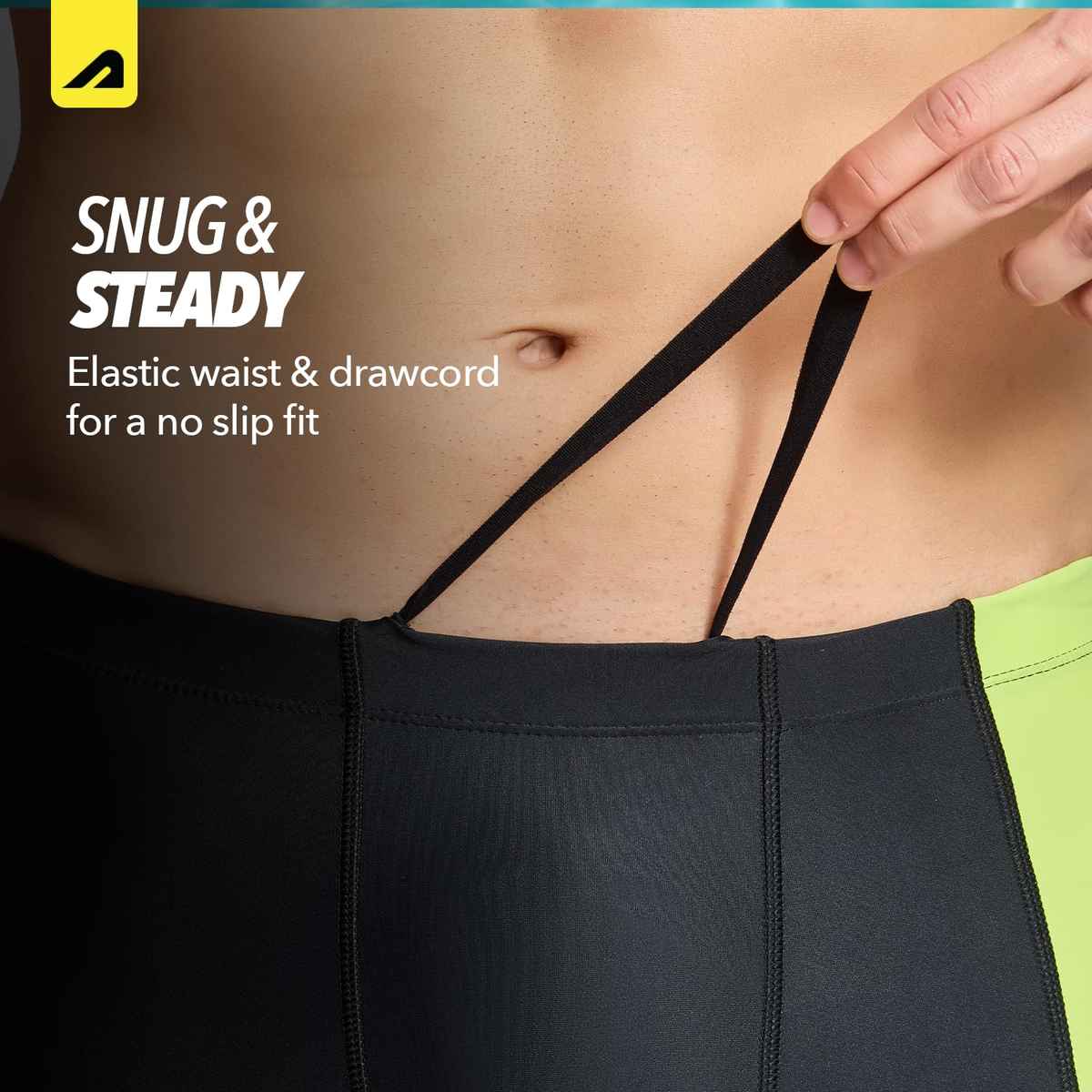 Boldfit Men's Swimming Jammers Strechable Breathable Quick Dry | Black & Yellow - L