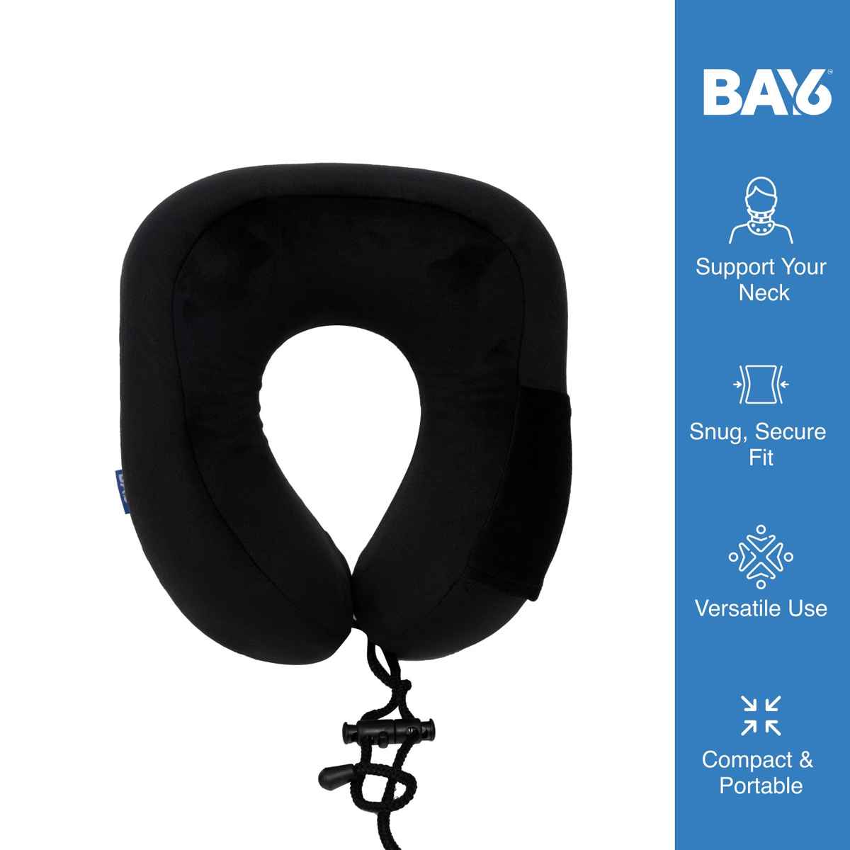 BAY6 Unisex Memory Foam Neck Pillow | Black