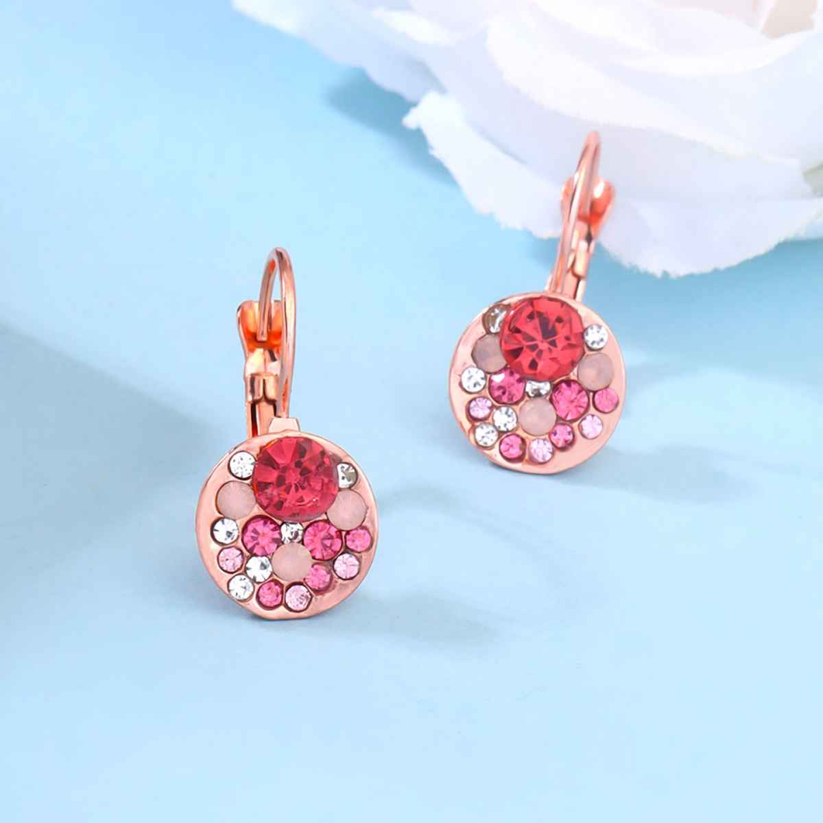 Yellow Chimes Pink Crystal Stone Earrings | Clip On