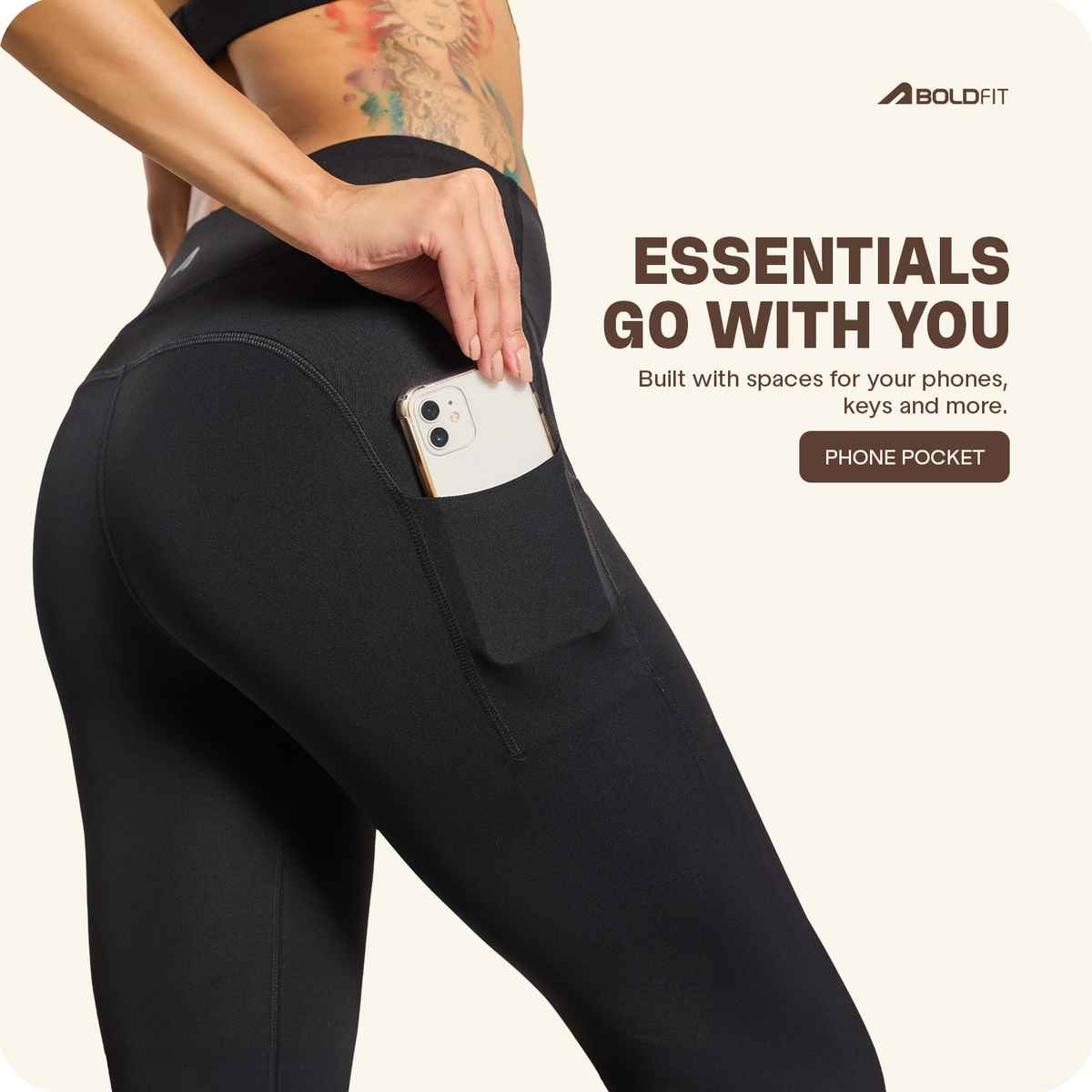 Boldfit Women's Leggings Regular Yoga Pants Tights Activewear | Black - L