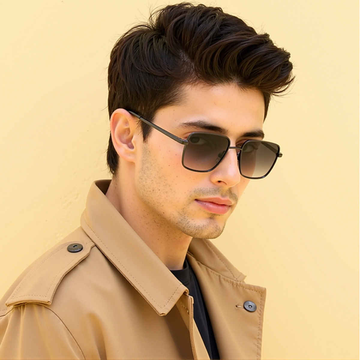 John Jacobs By Lenskart | Premium Polarized Sunglasses | Square | Medium-139mm | Gunmetal-Grey