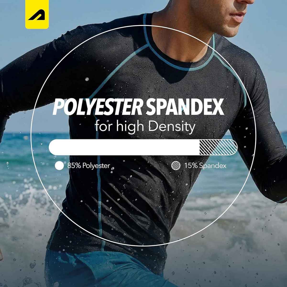 Boldfit Men's Full Sleeve Swim TShirt Stretchable | Black - L