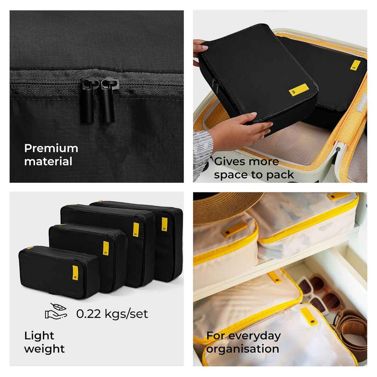 Mokobara Solid Nylon Travel Cubes | Black - One Size