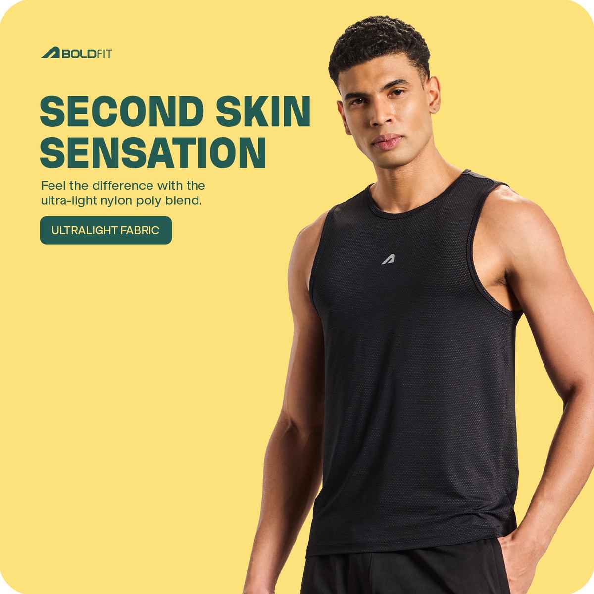 Boldfit Men's Vest Multipurpose Sando for GymOutdoor Baniyan | Black - M