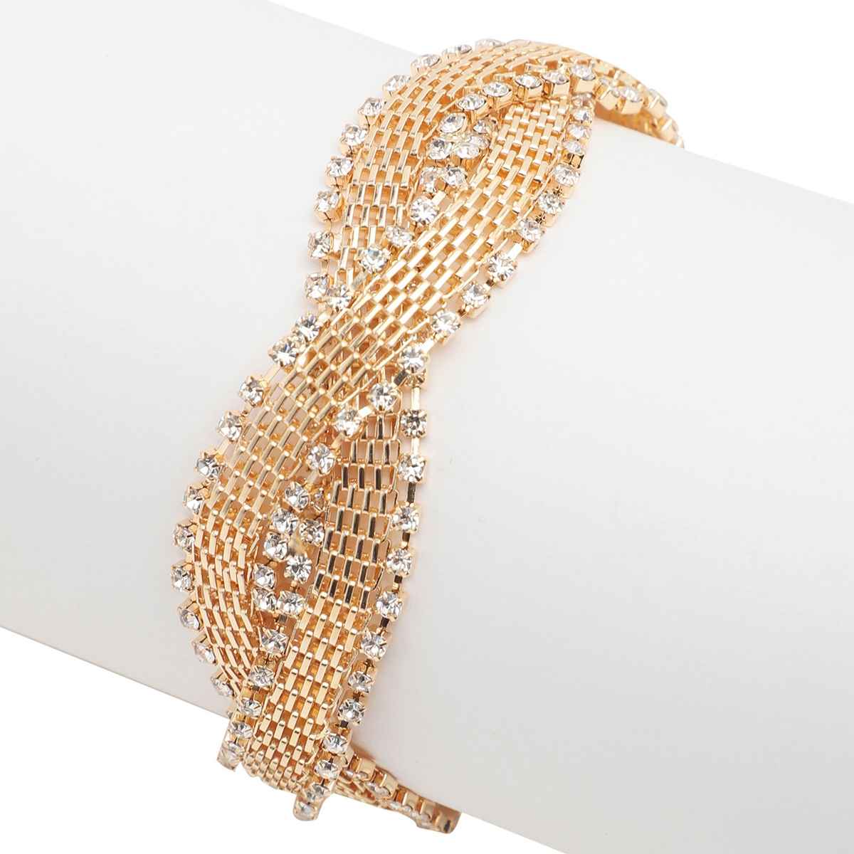 Sohi Gold Plated Party Rhinestones Bracelet For Women