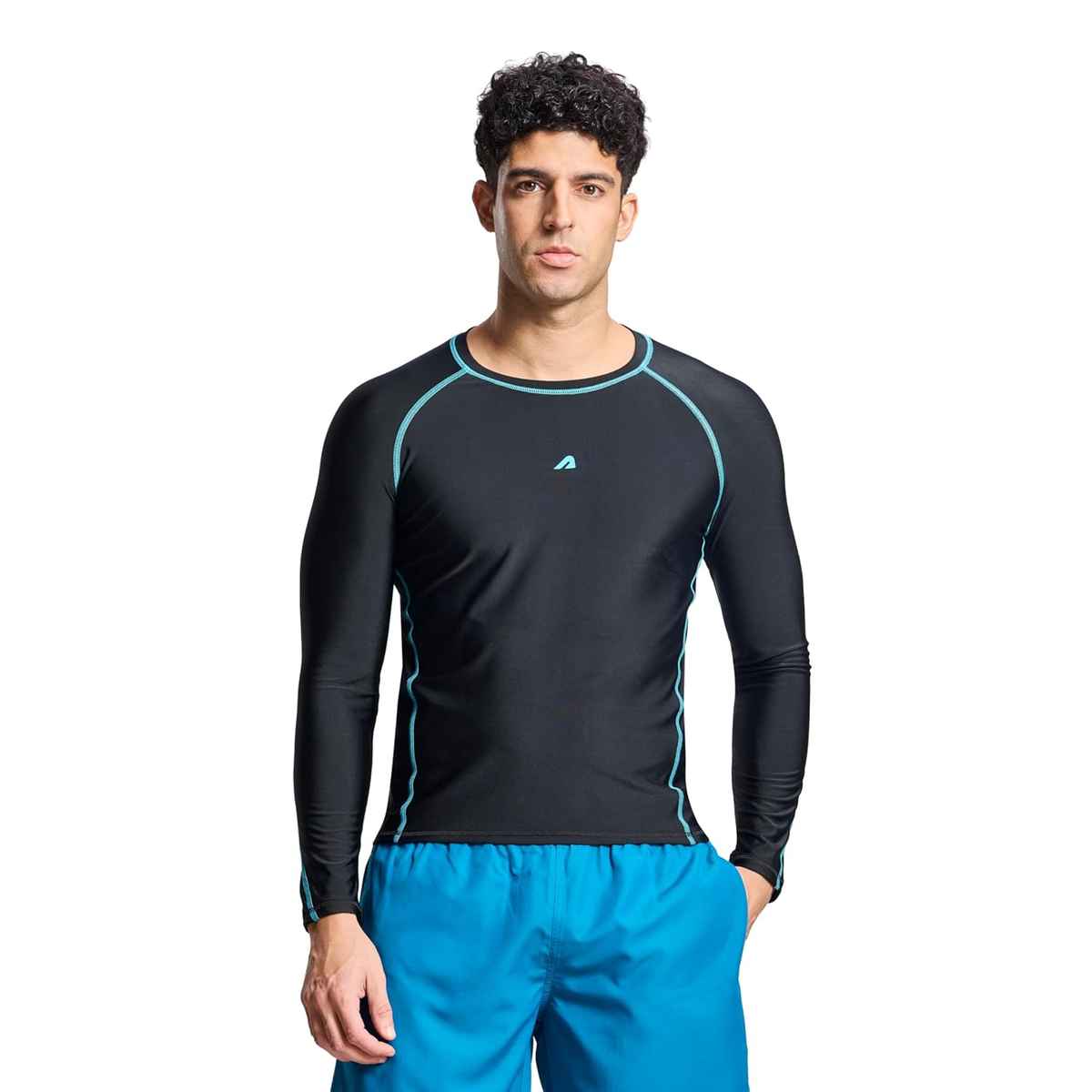 Boldfit Men's Full Sleeve Swim TShirt Stretchable | Black - M