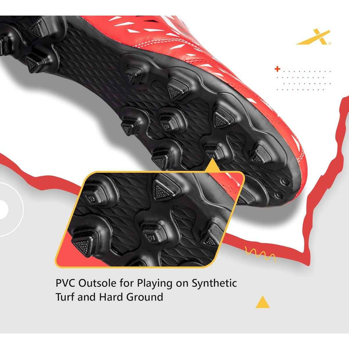 Vector X Titan Football Shoes For Mens Sports And Athletic | Red Size - 5