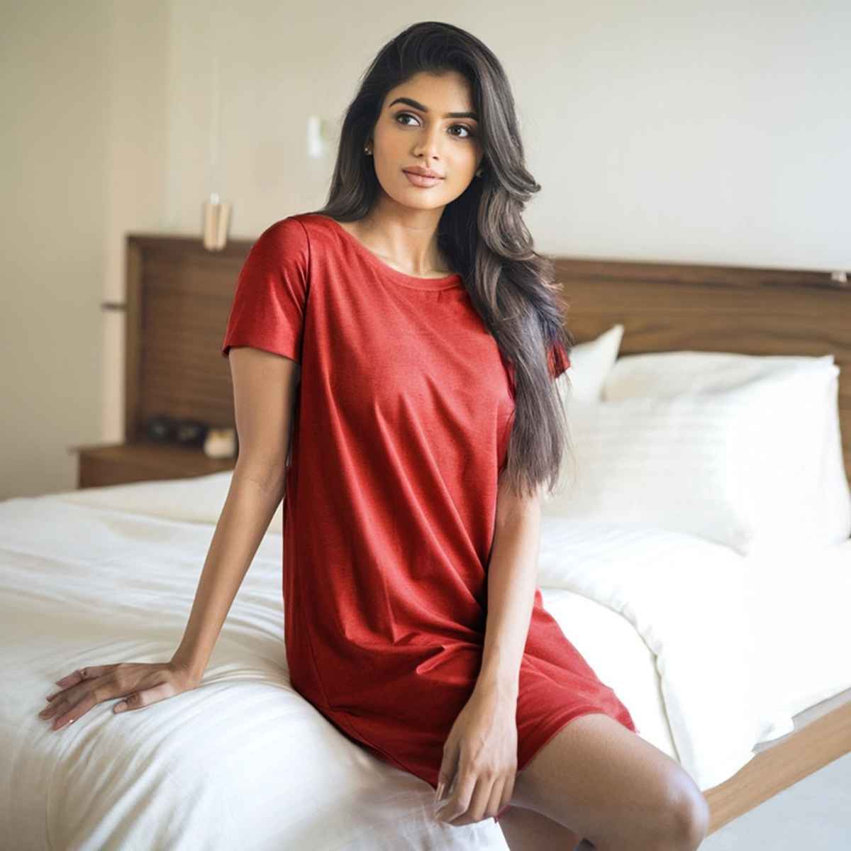 Fflirtygo Women's Cotton Sleep Tees Loungewear Gsn Red | M