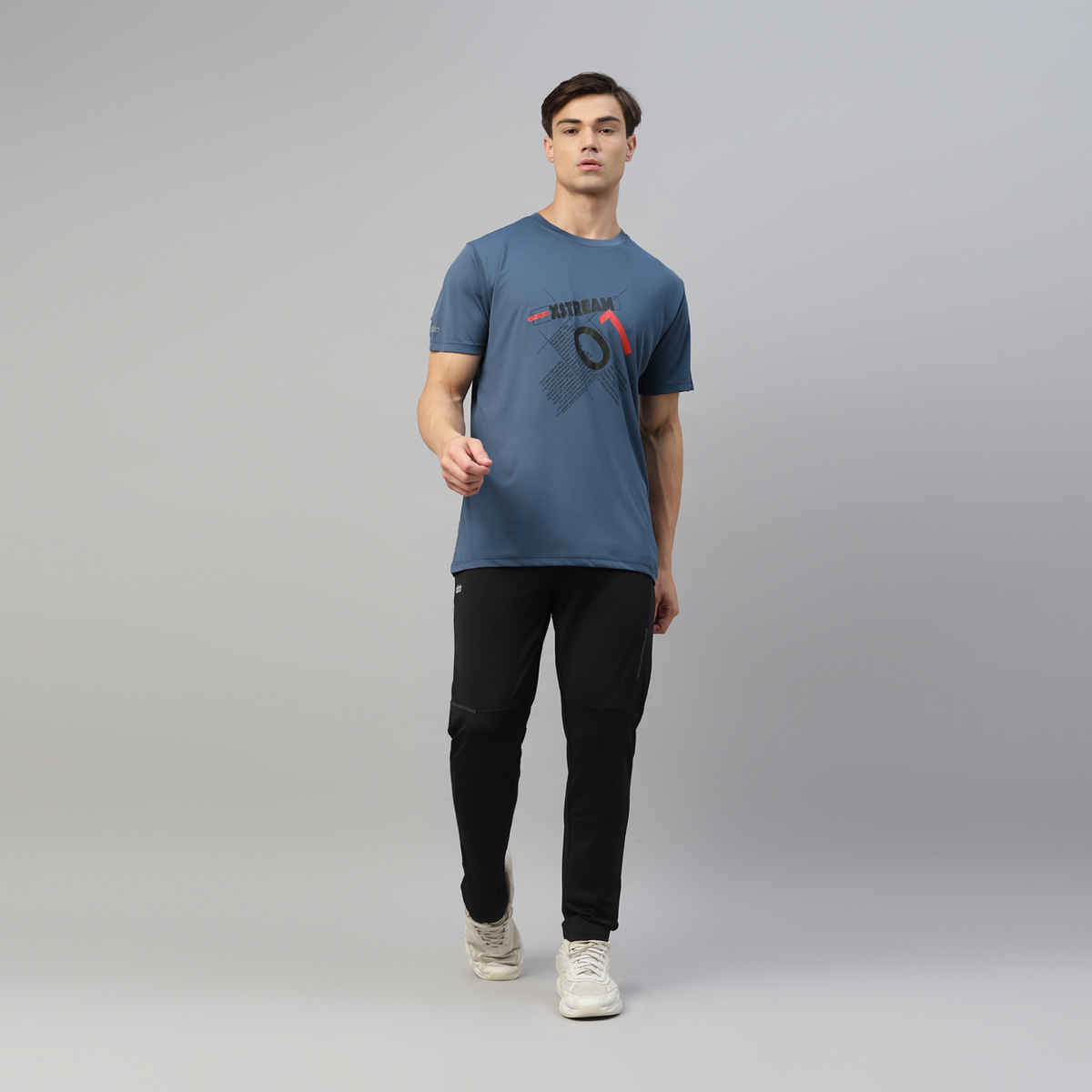 Dida Men's Dry Fit Sports T-Shirt | Comfortable and Stretchable | Bearing Sea - L