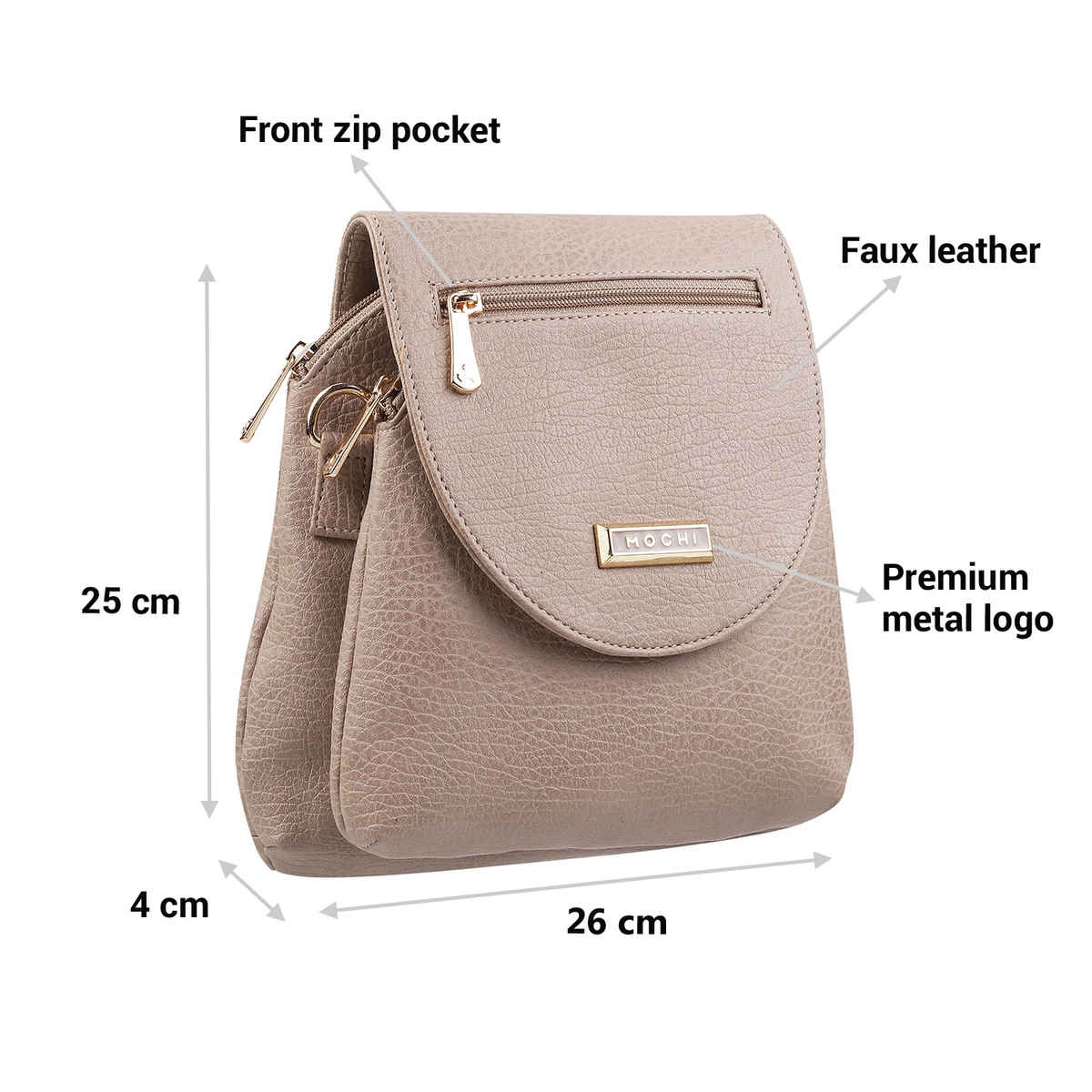 Mochi Women's Pu Sling Bag | 66-6674-20 | Beige