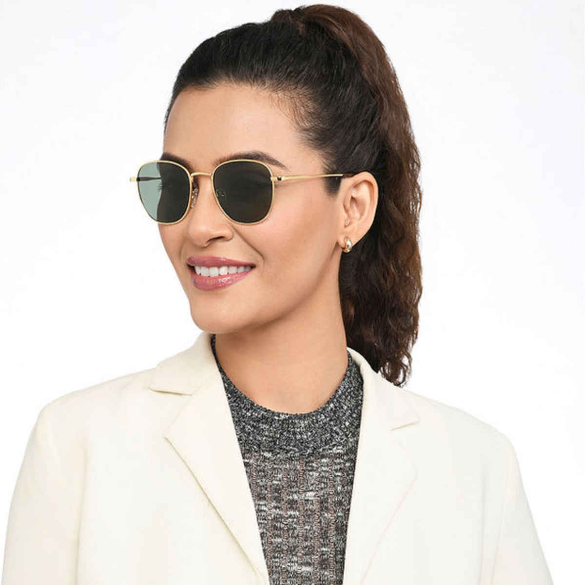 Vincent Chase By Lenskart Unisex Solid Metal Round Sunglasses | Gold - M