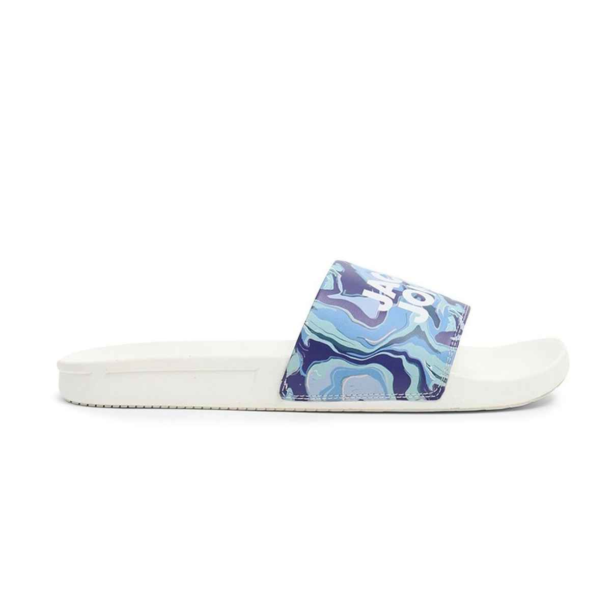 Jack & Jones Men's White Printed Sliders - 42