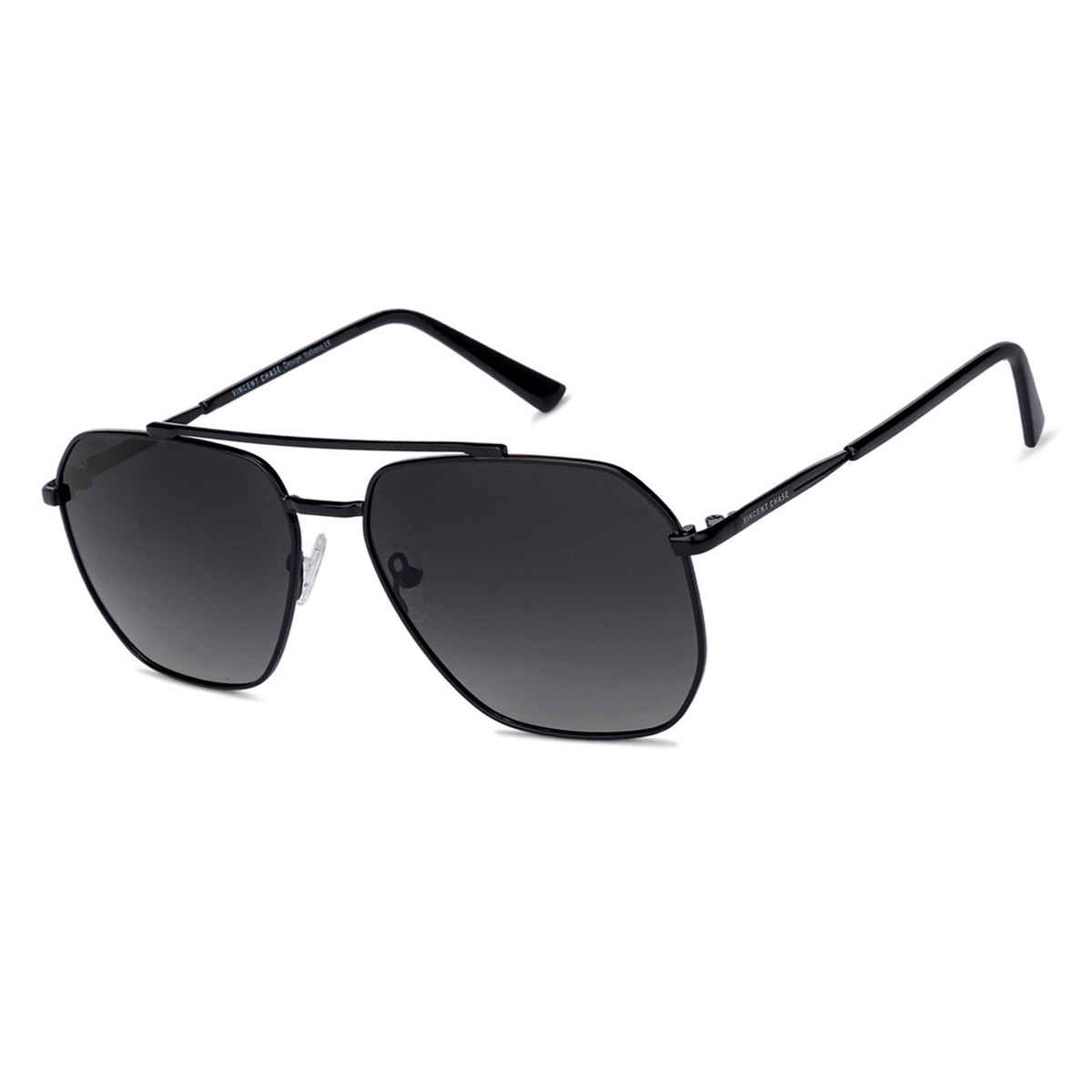 Vincent Chase By Lenskart | Polarized Sunglasses Full Rim | Unisex |Rectangle | Medium-141mm |Black