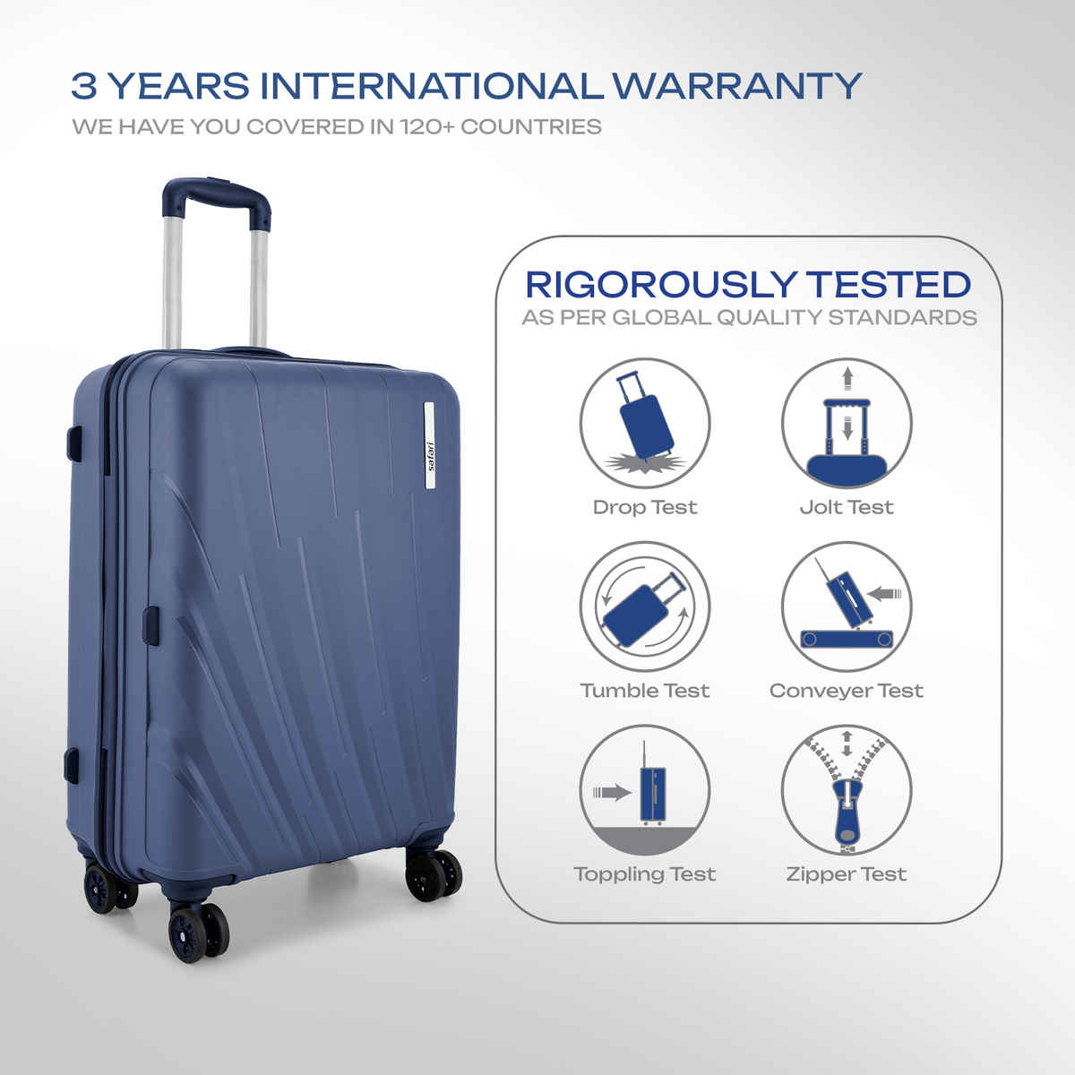 Safari Vamos Cabin Trolley Bag, 8 Wheels, Hard, Polypropylene | Cyan - 55cm