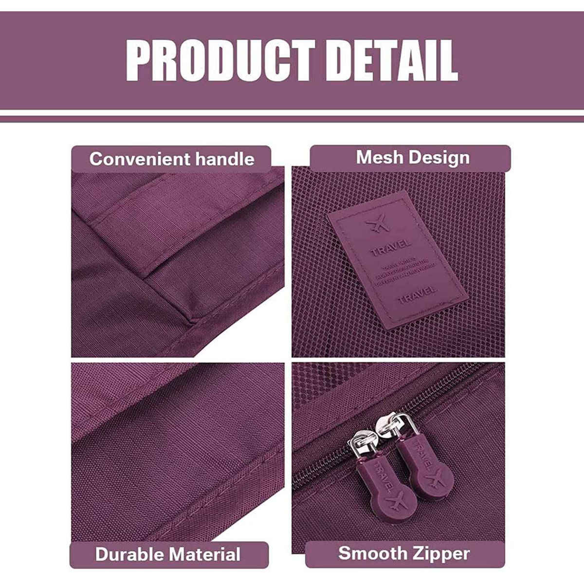 Awestuffs 6 pcs Luggage Compression Pouches, Laundry Bags and Digital Pouch | Maroon