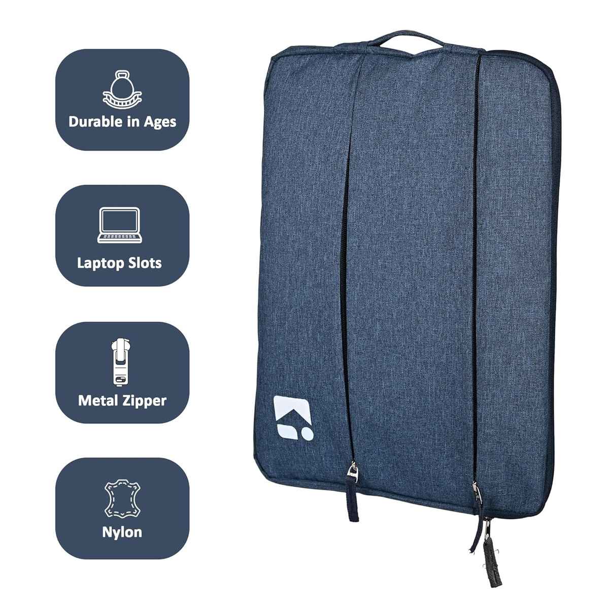 Kuber Industries Unisex Solid Nylon 15.6 L Laptop Sleeve | Dark Blue - 14 Inches