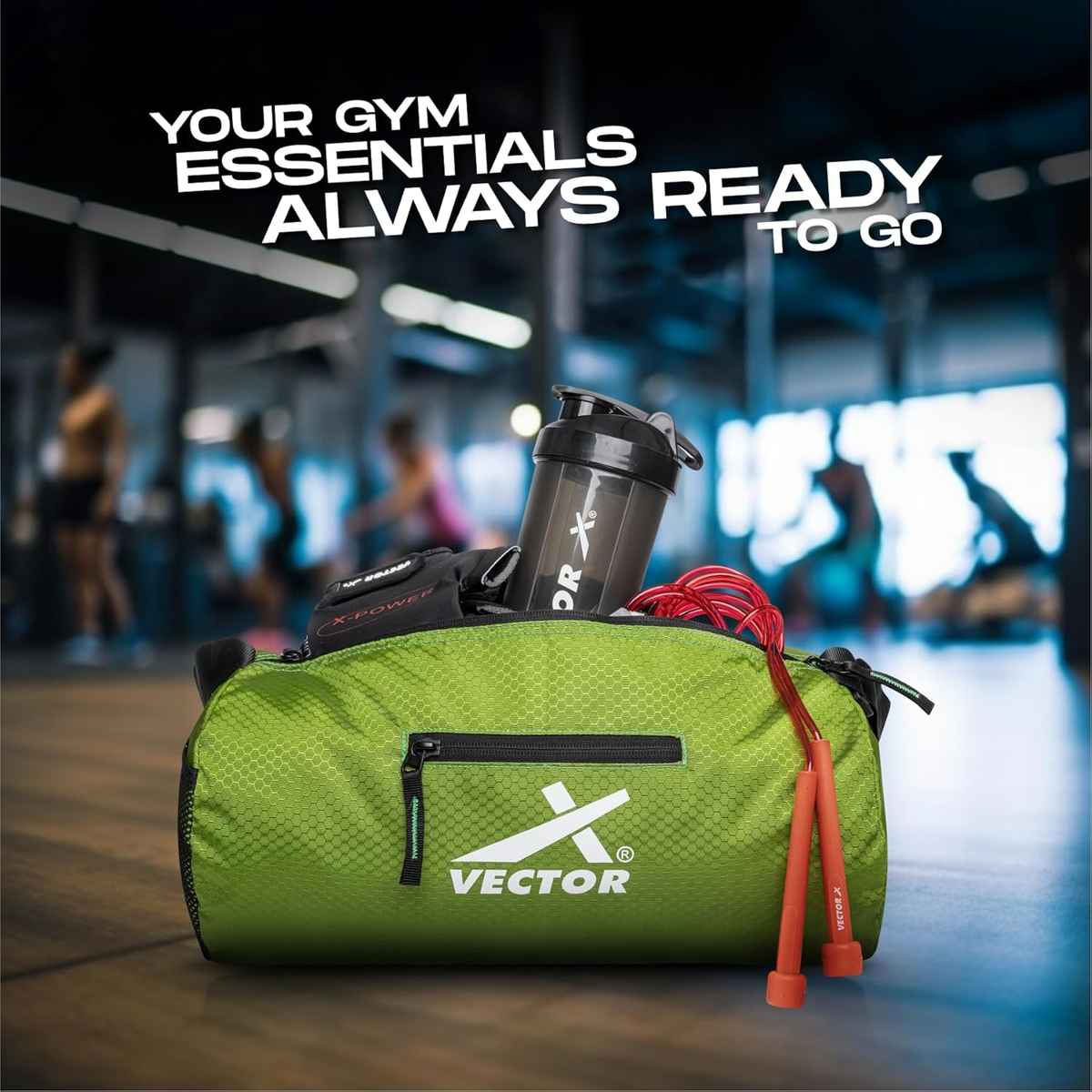 Vector X Unisex Textured Polyester 17 L Gym Bag | Green - One Size