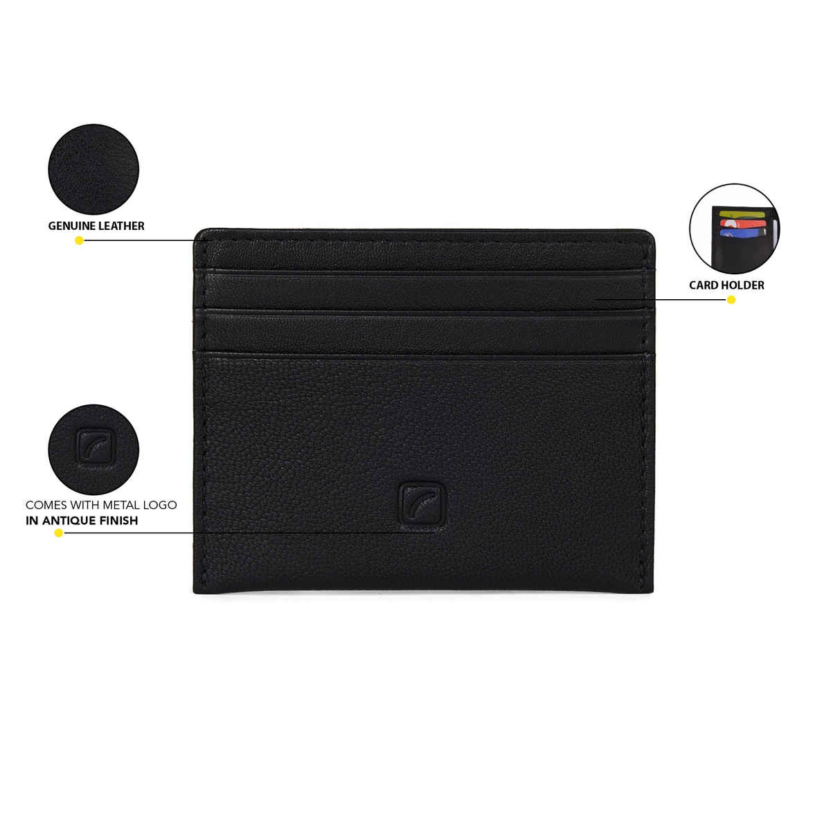 Travel Blue Unisex Solid Genuine Leather Card Holder | Black - One Size