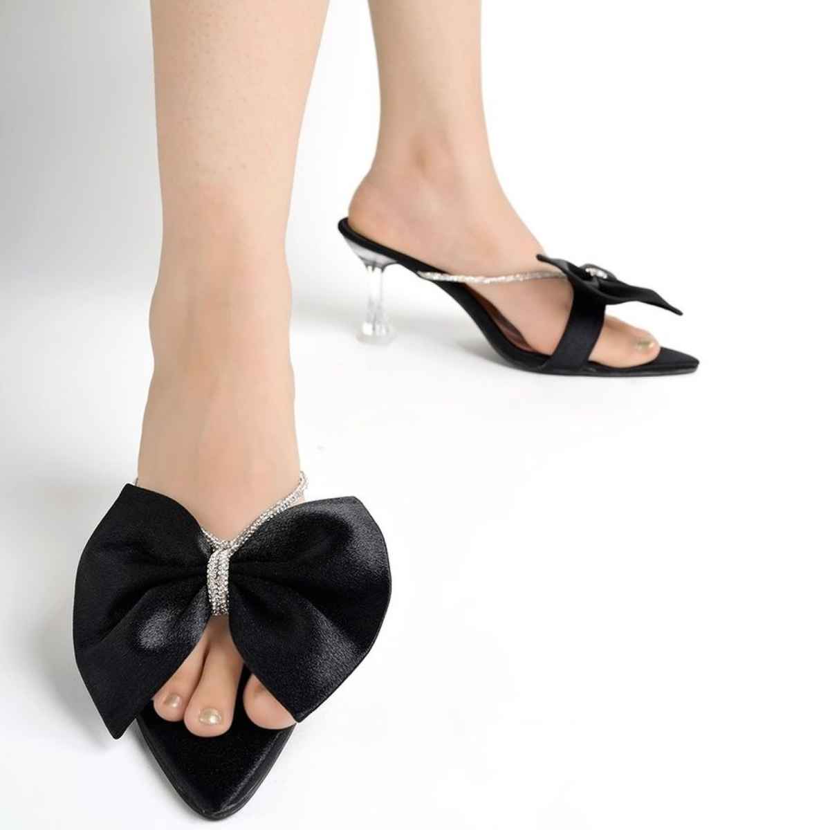 Shoetopia Stylish Western Embellished Black Heels For Women | UK 3