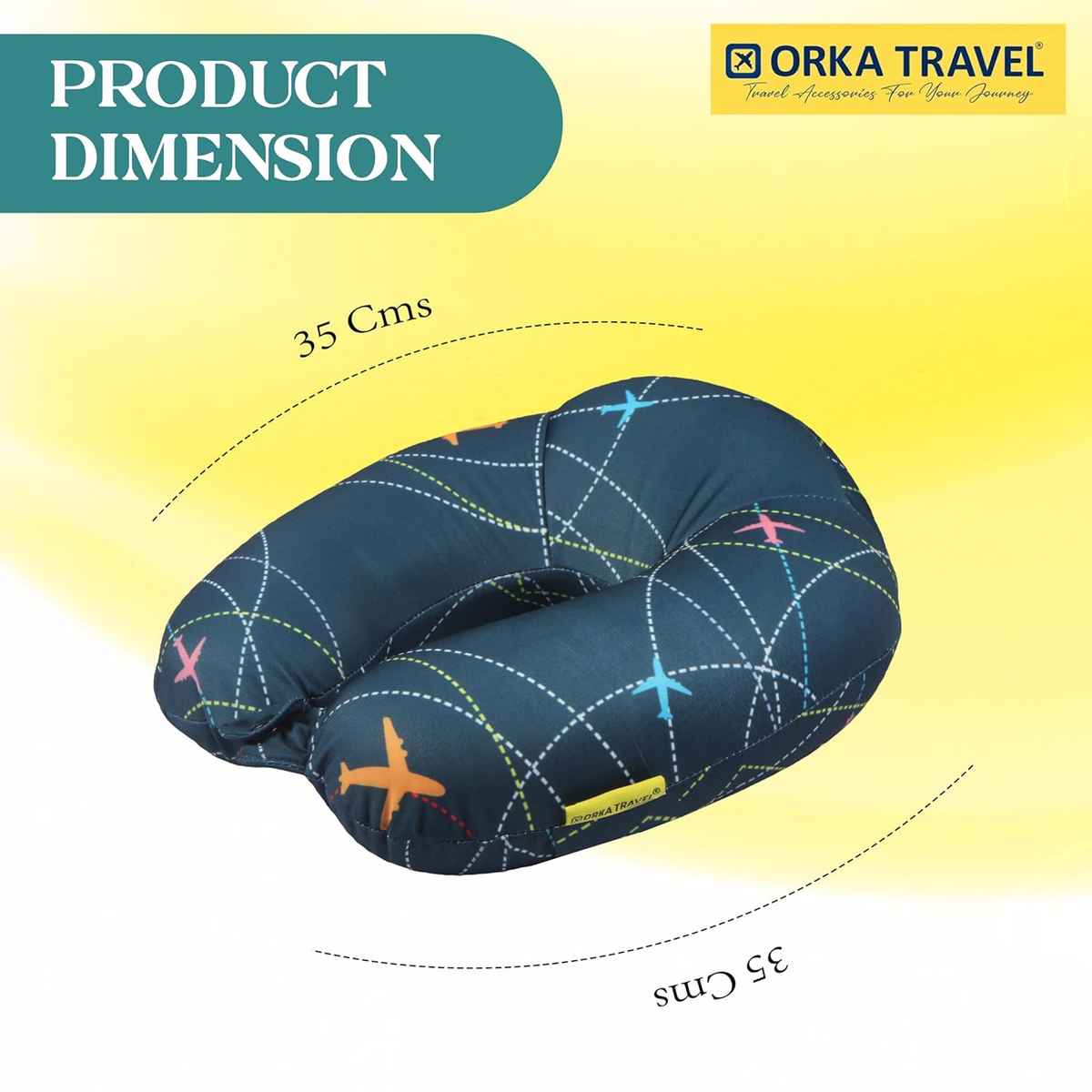 Orka Travel High Back Digital Printed Memory Foam U Neck Pillow| | Planes