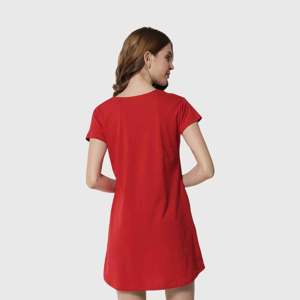 Fflirtygo Women's Cotton Sleep Tees Loungewear Gsn Red | M