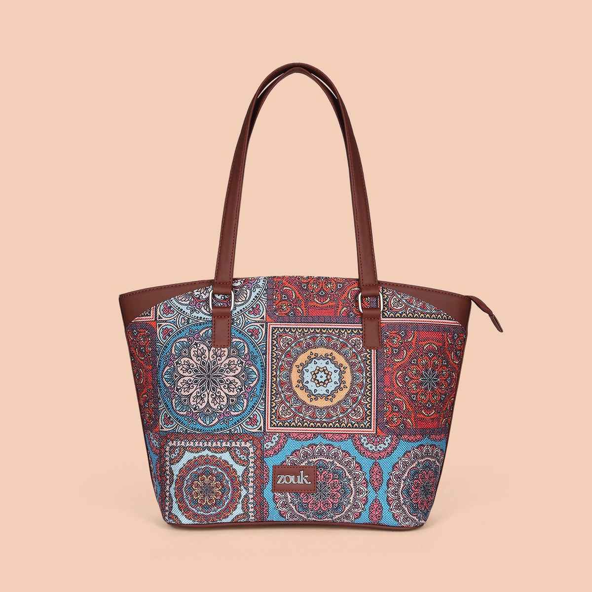 Zouk Women's Vegan Leather 10 L Double Strap Tote Bag | Multicolour - Standard