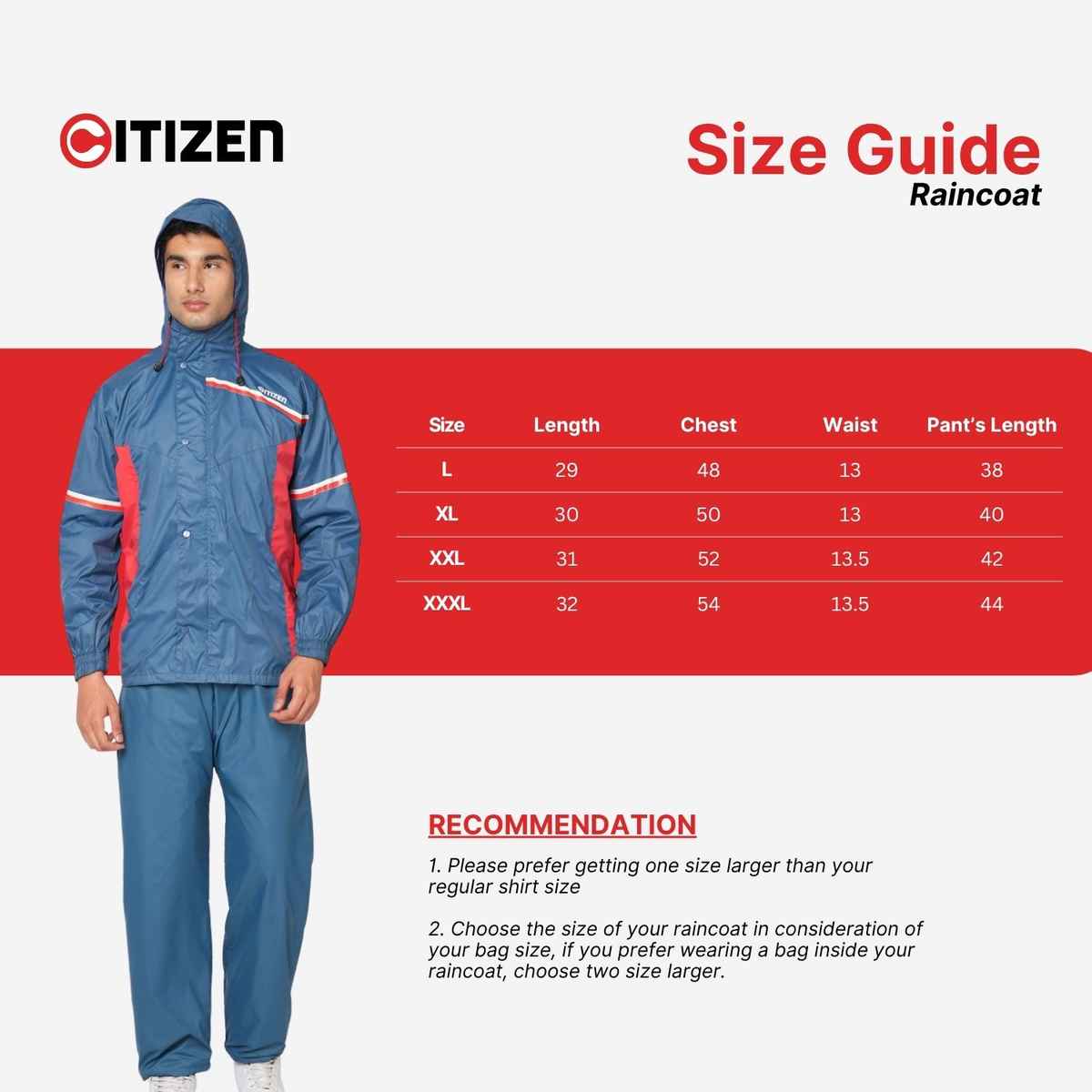Citizen Reversible Series Raincoat With Pant - Blue- CR016-2XL