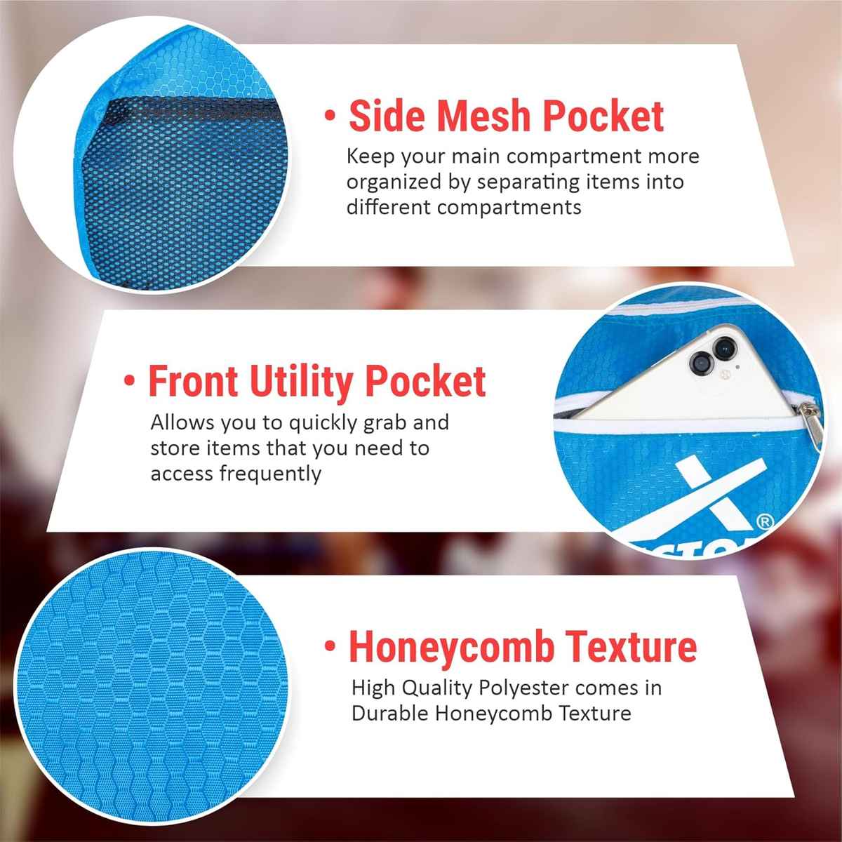 Vector X Unisex Textured Polyester 17 L Gym Bag | Blue - One Size