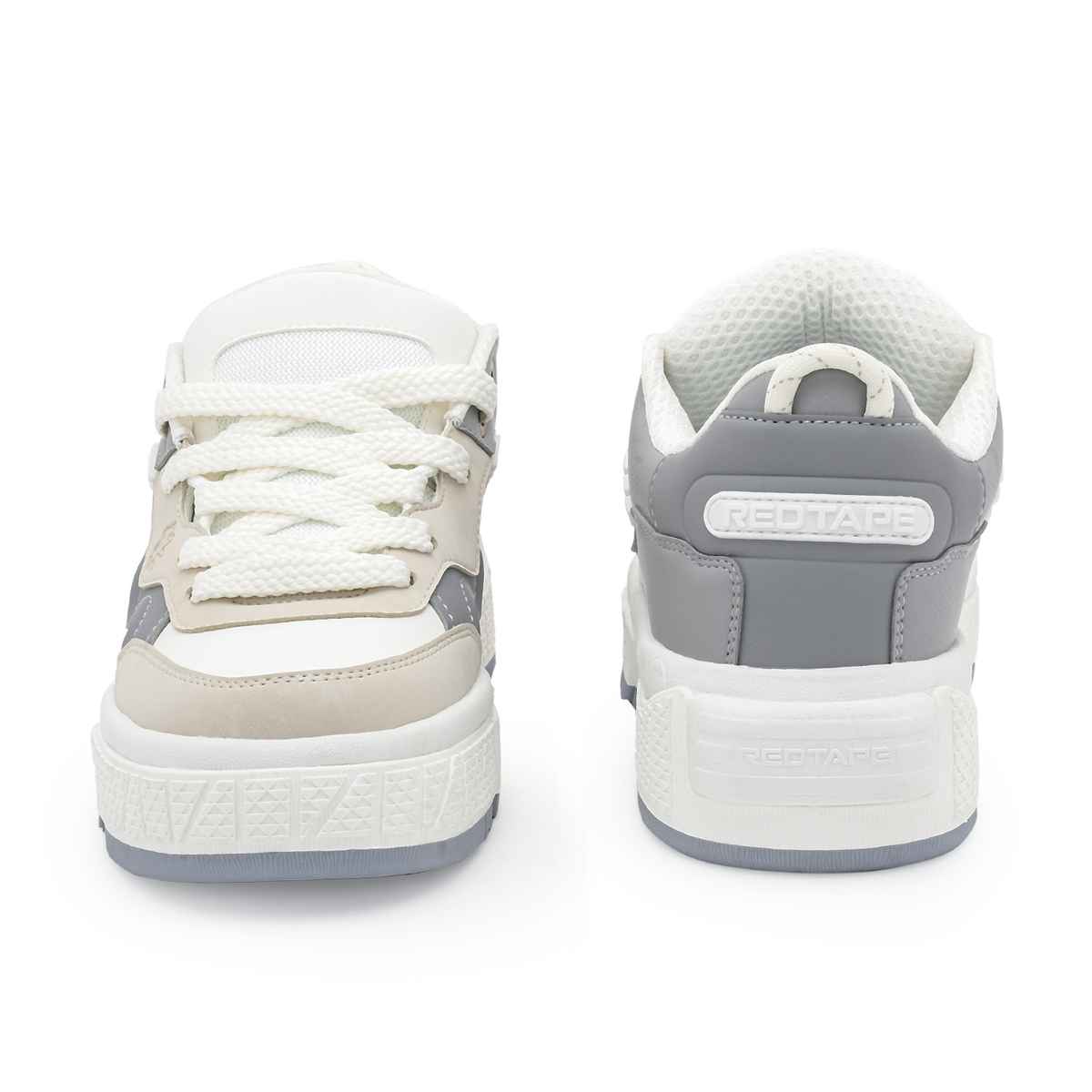 Red Tape Men's Casual Sneaker Shoes | Elegantly Rounded Front | Grey and Beige - UK 7