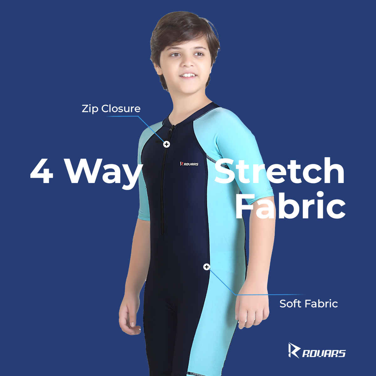 ROVARS Boys, Girls & Unisex Swim & Skating Wear | Navy Blue - 28