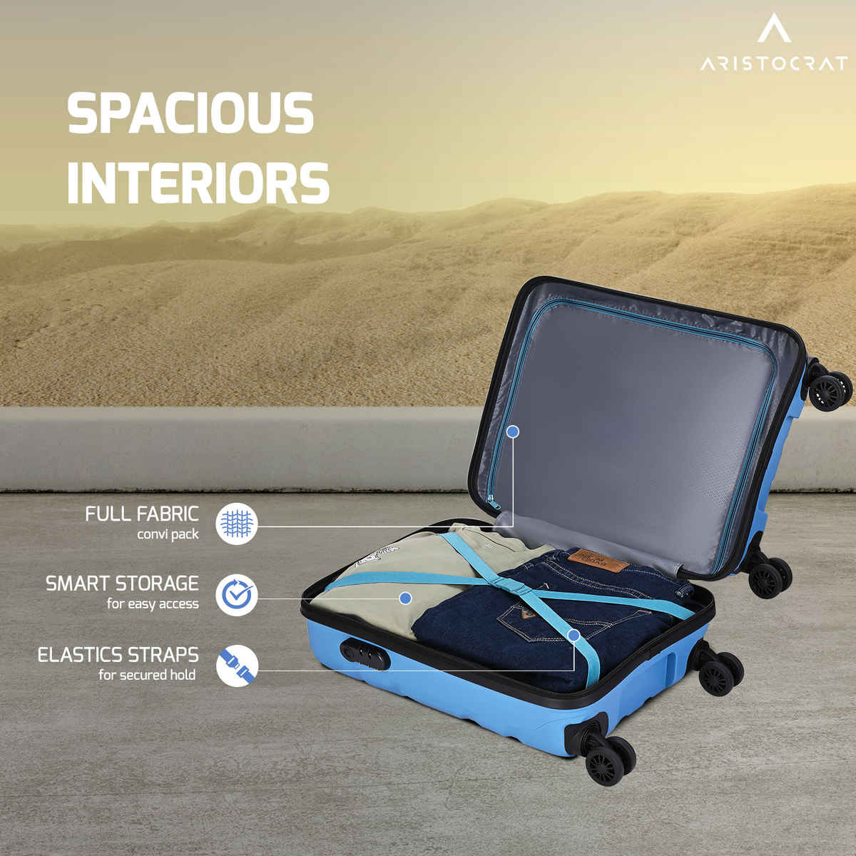 Aristocrat Rock Suitcase 55 | Ocean Blue